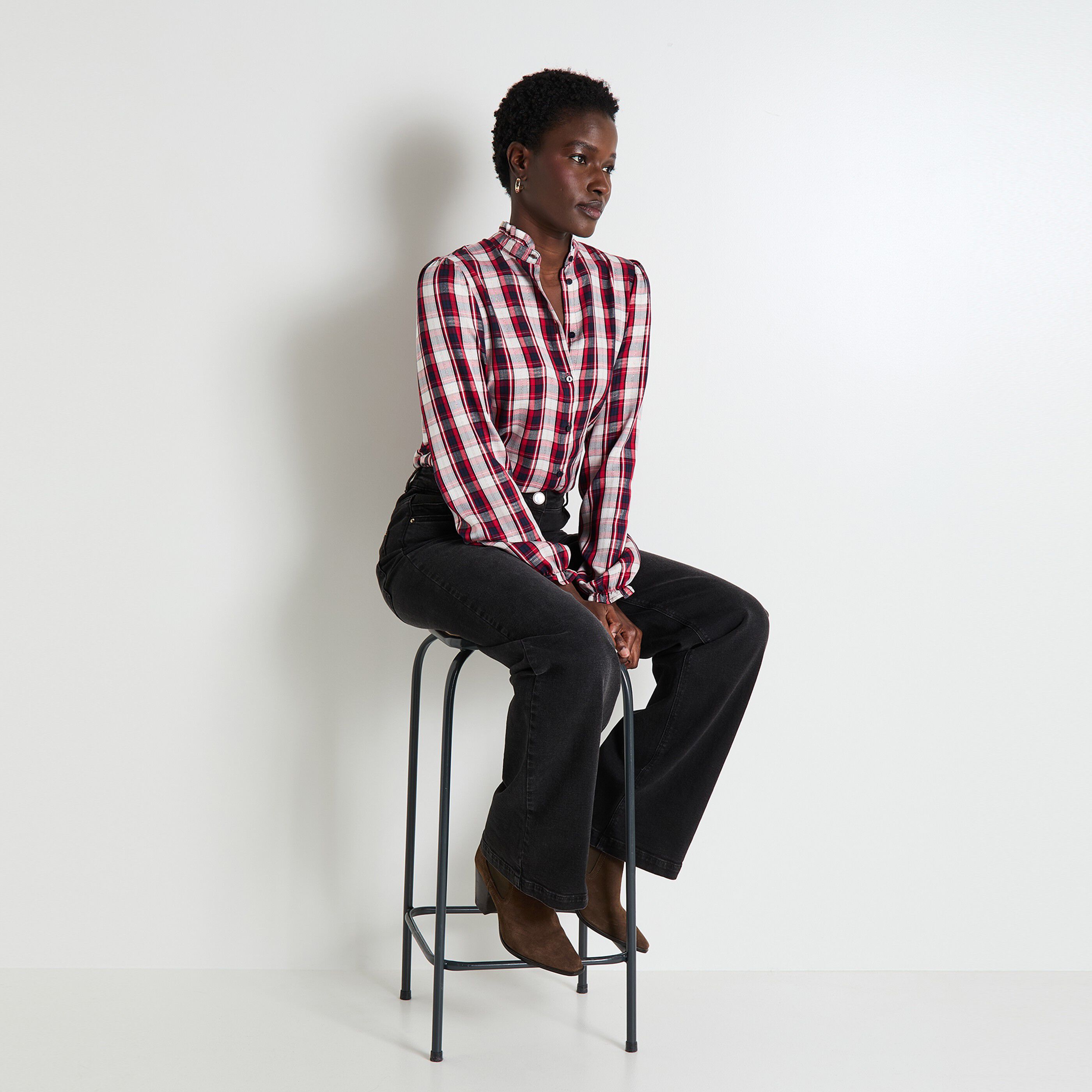 Chemisier col montant femme