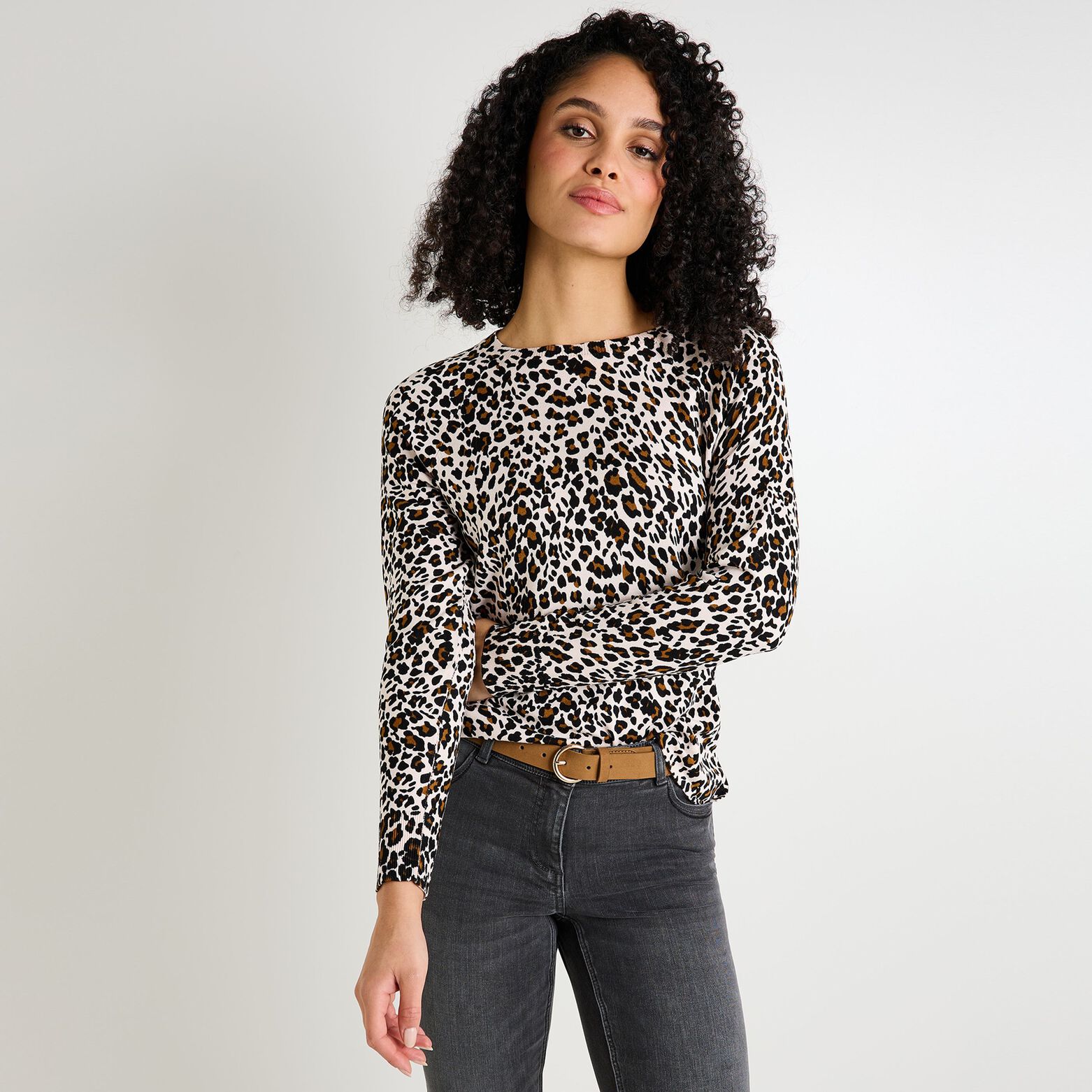 Pull imprimé léopard femme