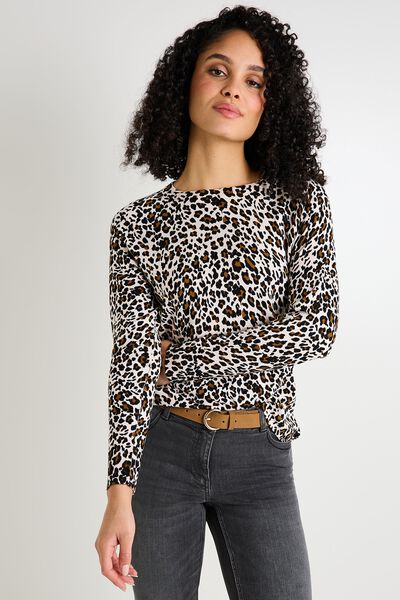 Pull imprimé léopard femme