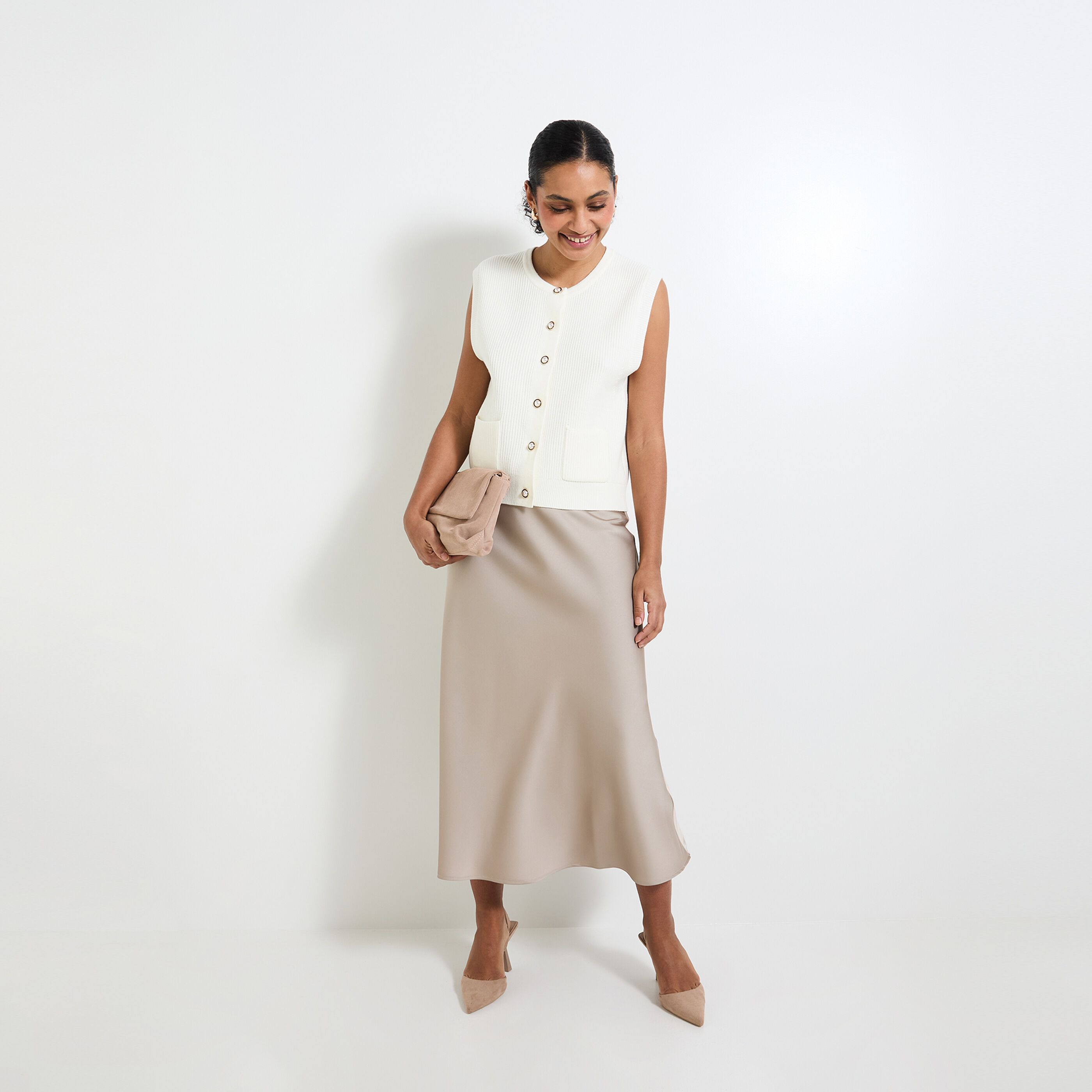 Jupe longue satin&eacute;e femme