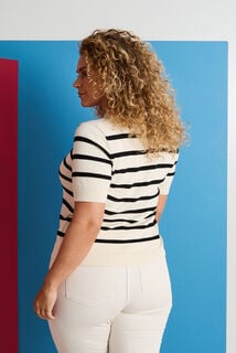 Polo manches courtes à rayures femme