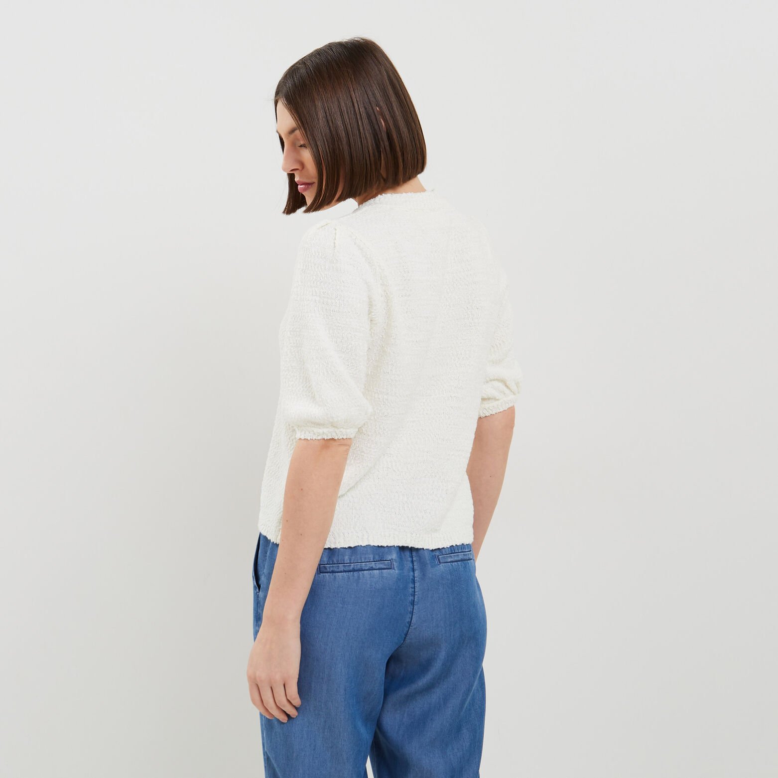 Gilet maille gauffrée femme