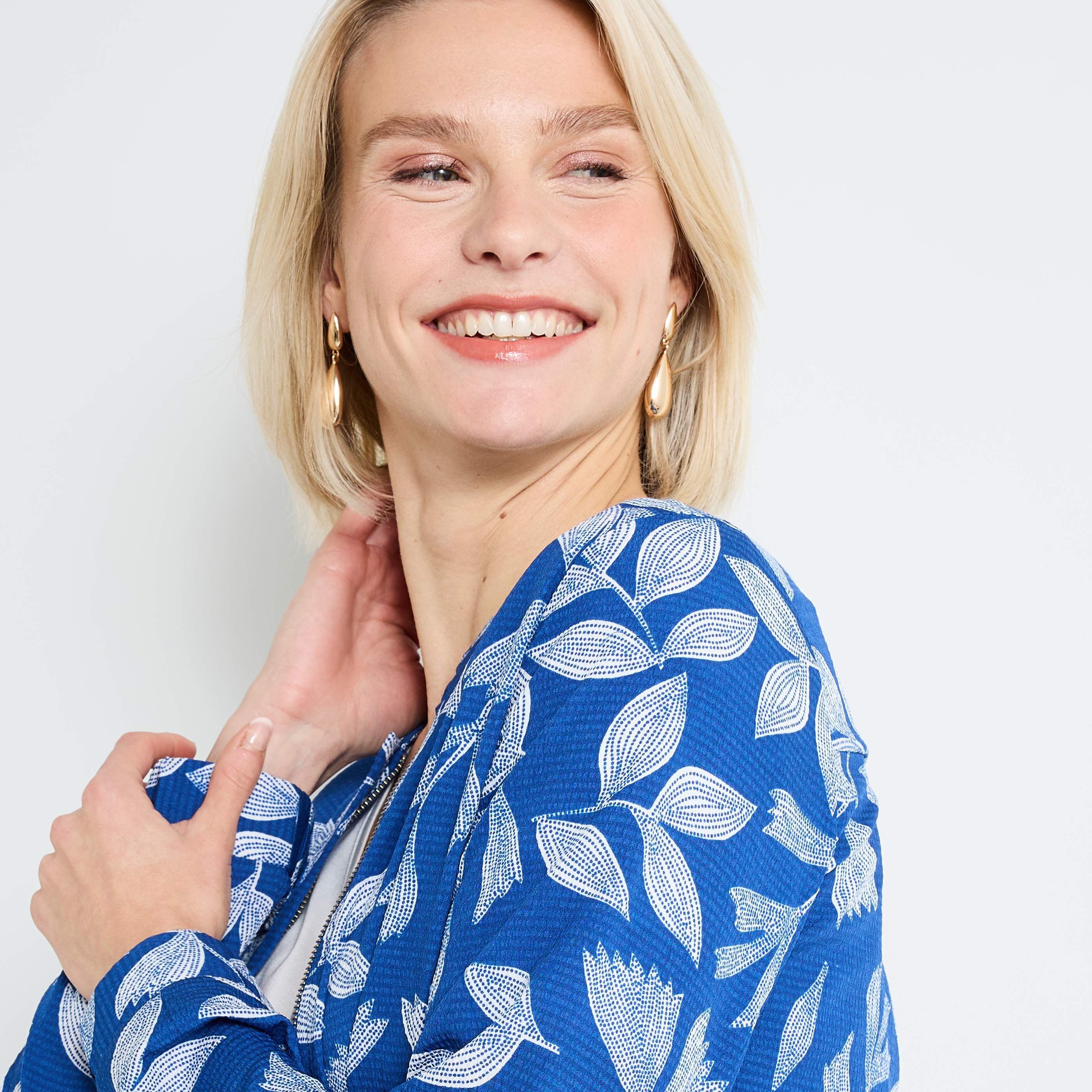 Blouson fluide imprim&eacute; femme