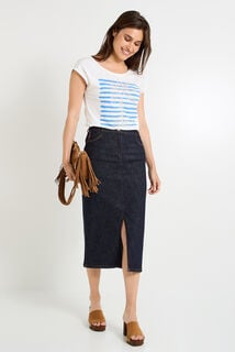 Jupe longue en denim femme