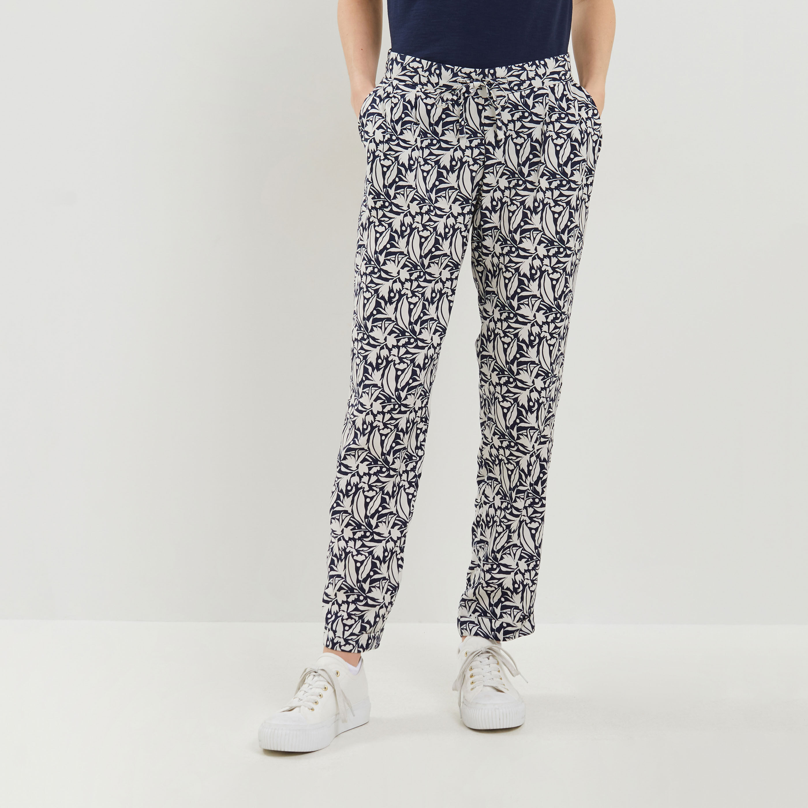 Pantalon fluide imprime femme MARINE Graindemalice