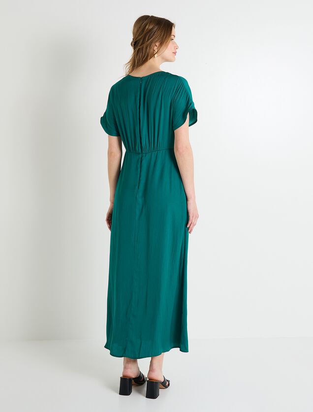 Robe longue satinée femme