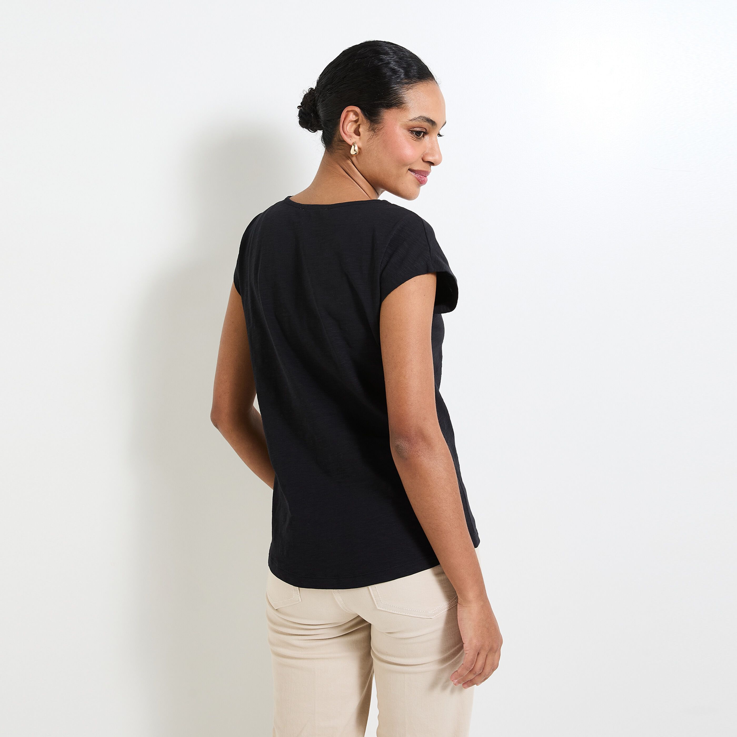 T-shirt col tunisien femme