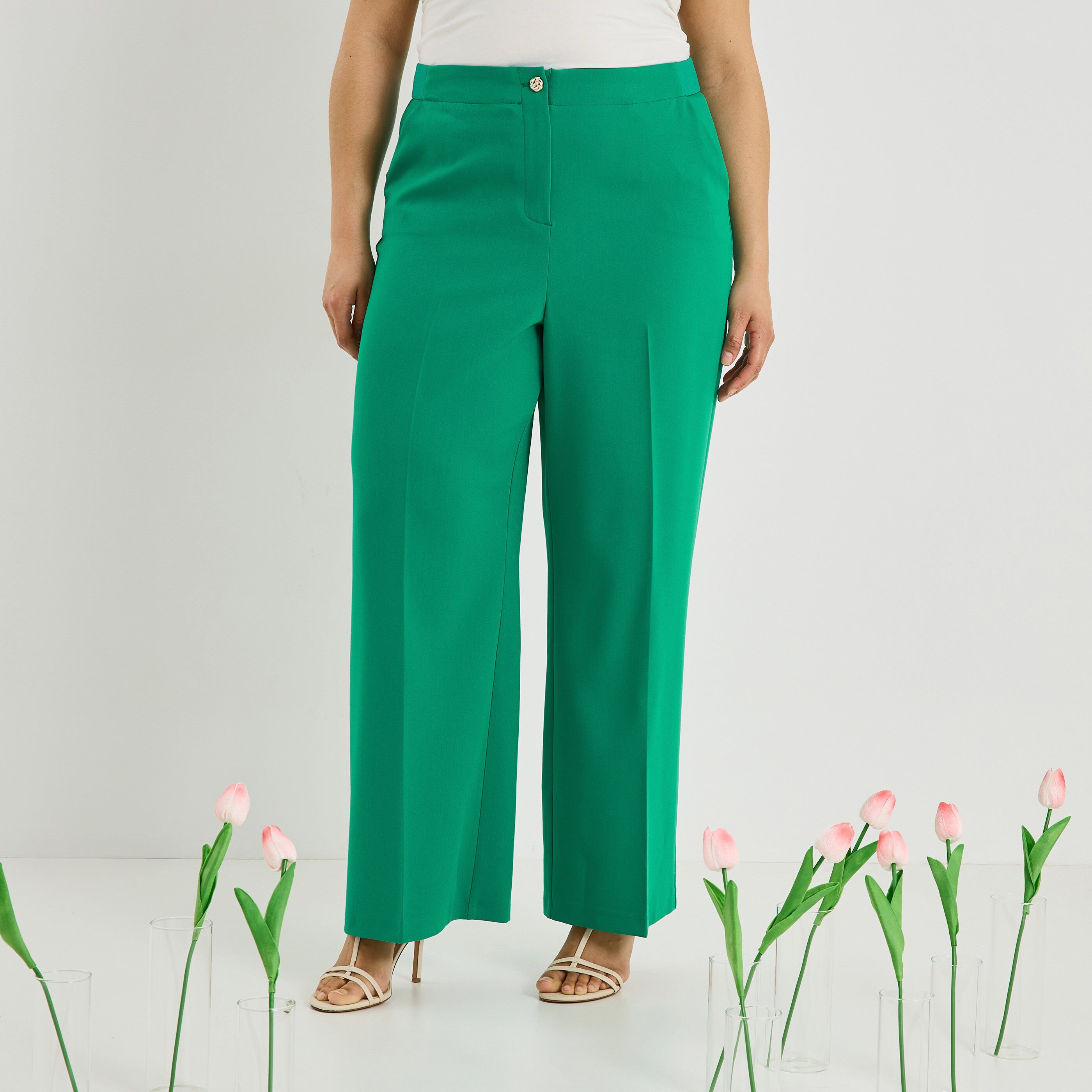 Pantalon large taille &eacute;lastiqu&eacute;e femme