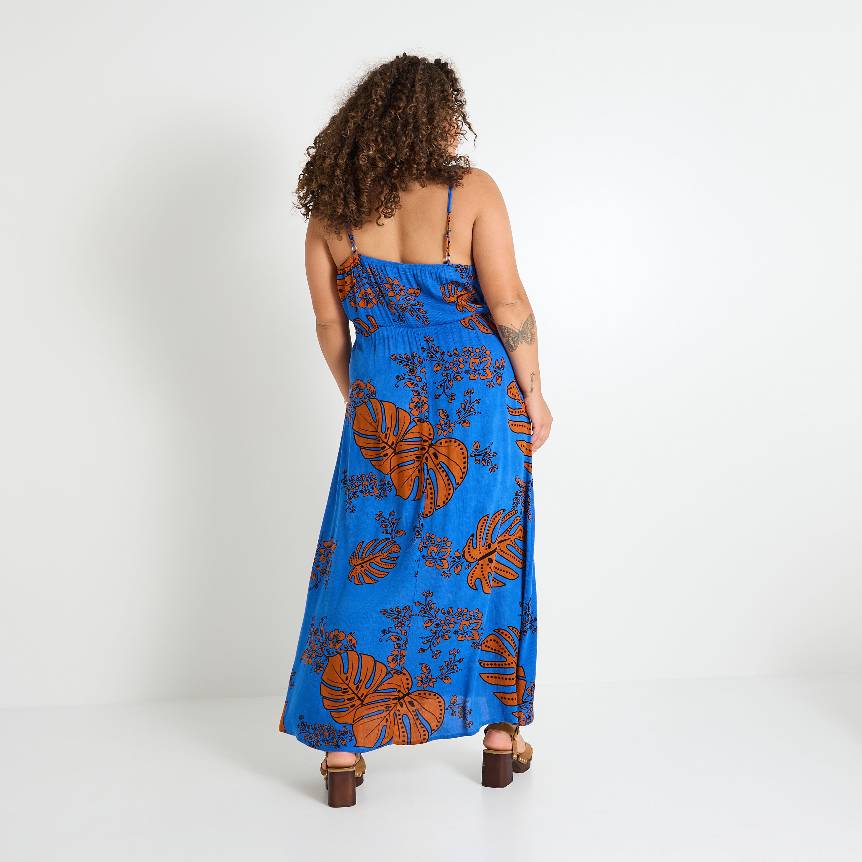 Robe longue imprim&eacute;e femme
