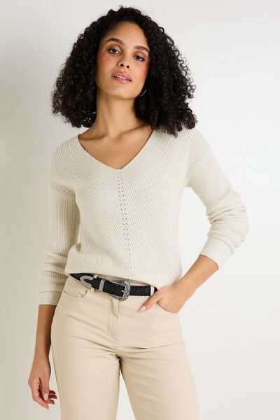 Pull col V femme