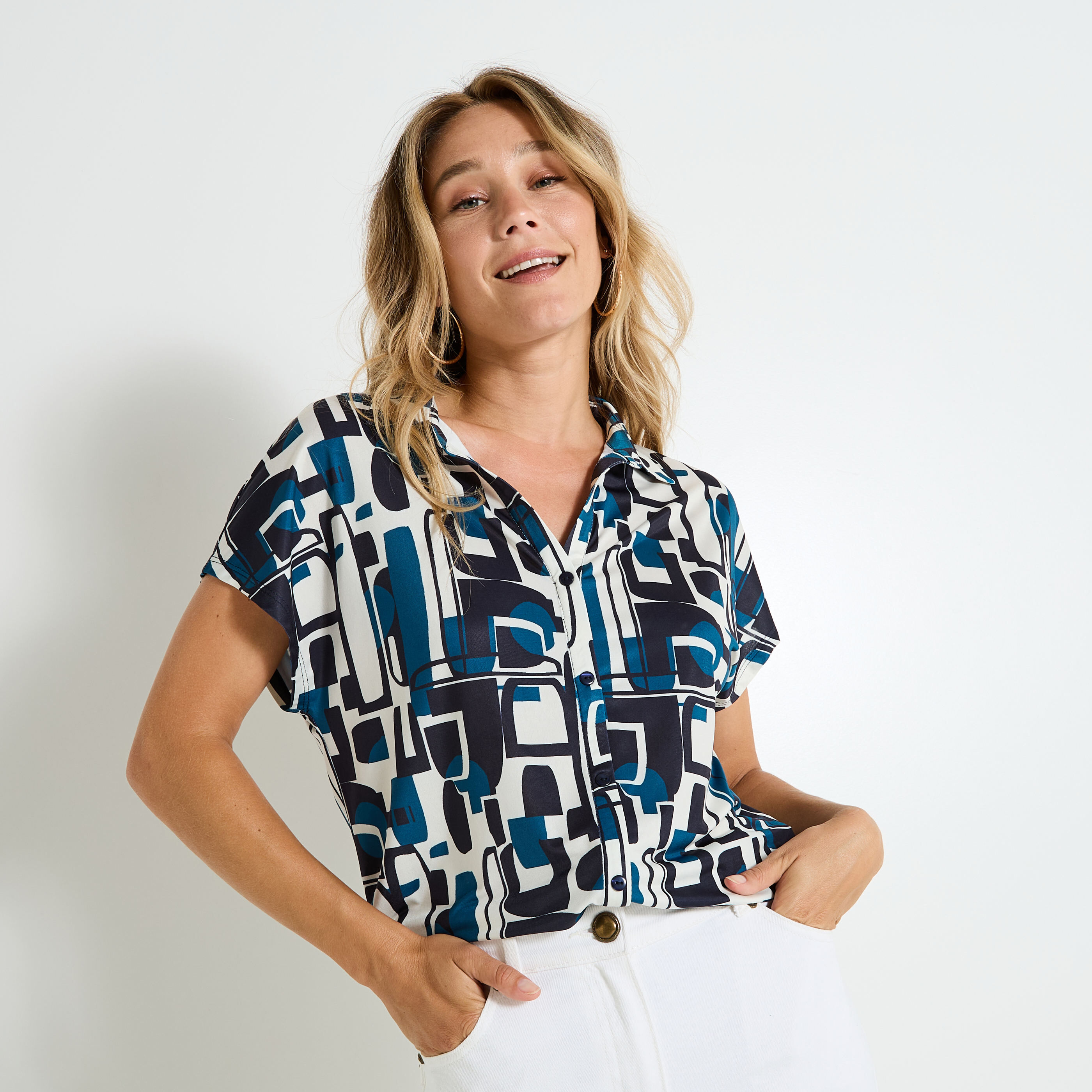 T-shirt col chemise femme