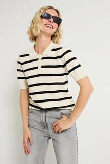 Polo manches courtes à rayures femme