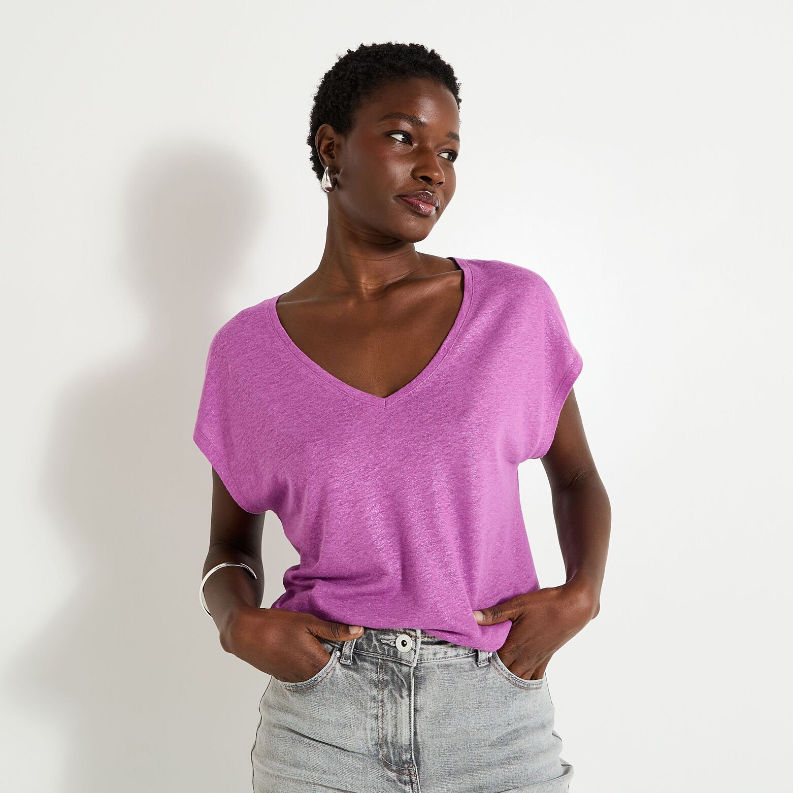 T-shirt en lin mélangé femme