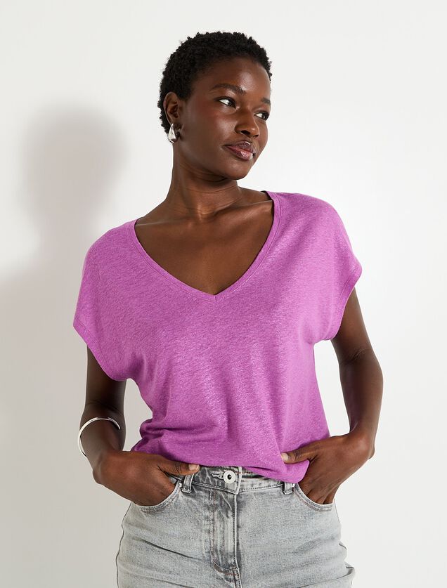 T-shirt en lin mélangé femme