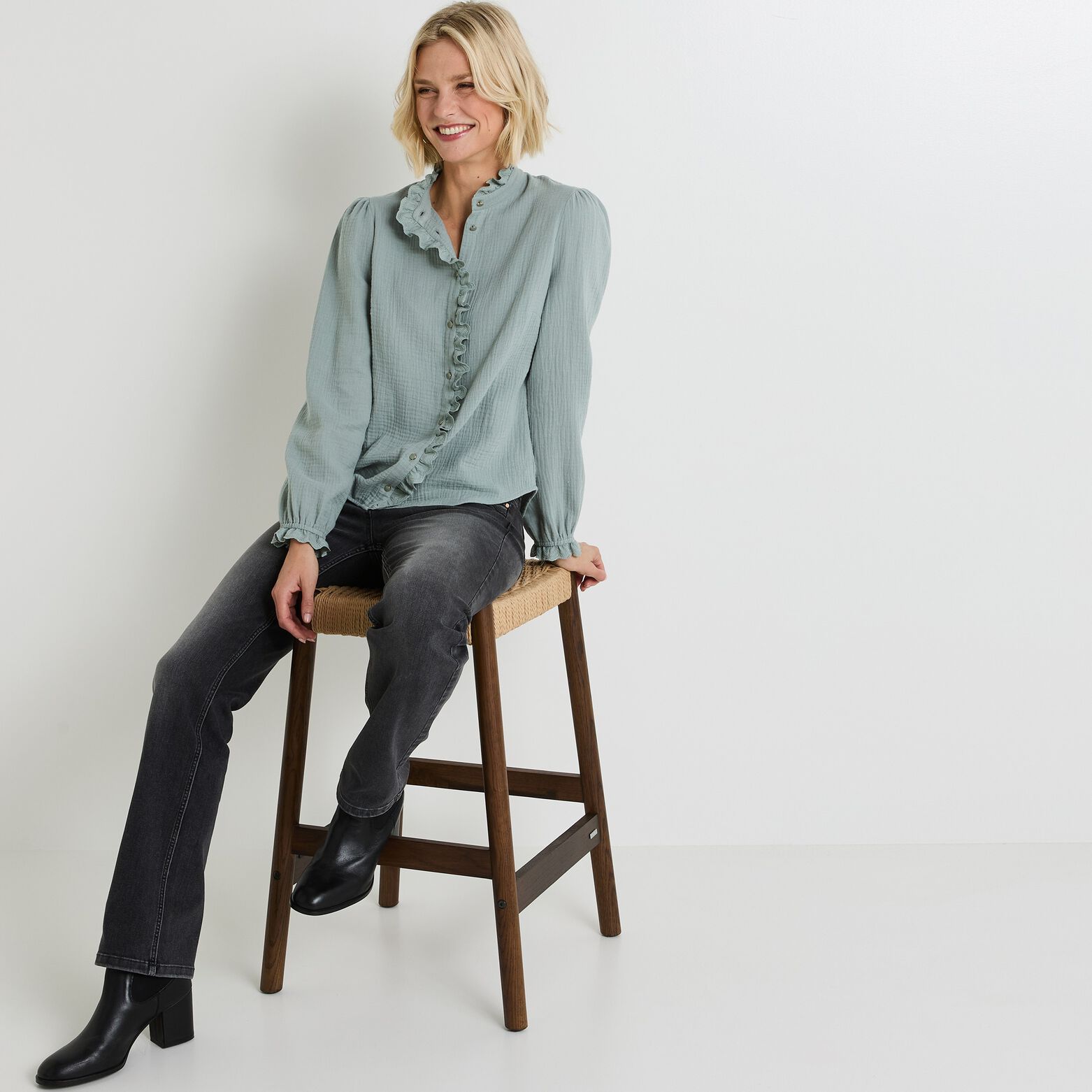 Chemisier col montant femme