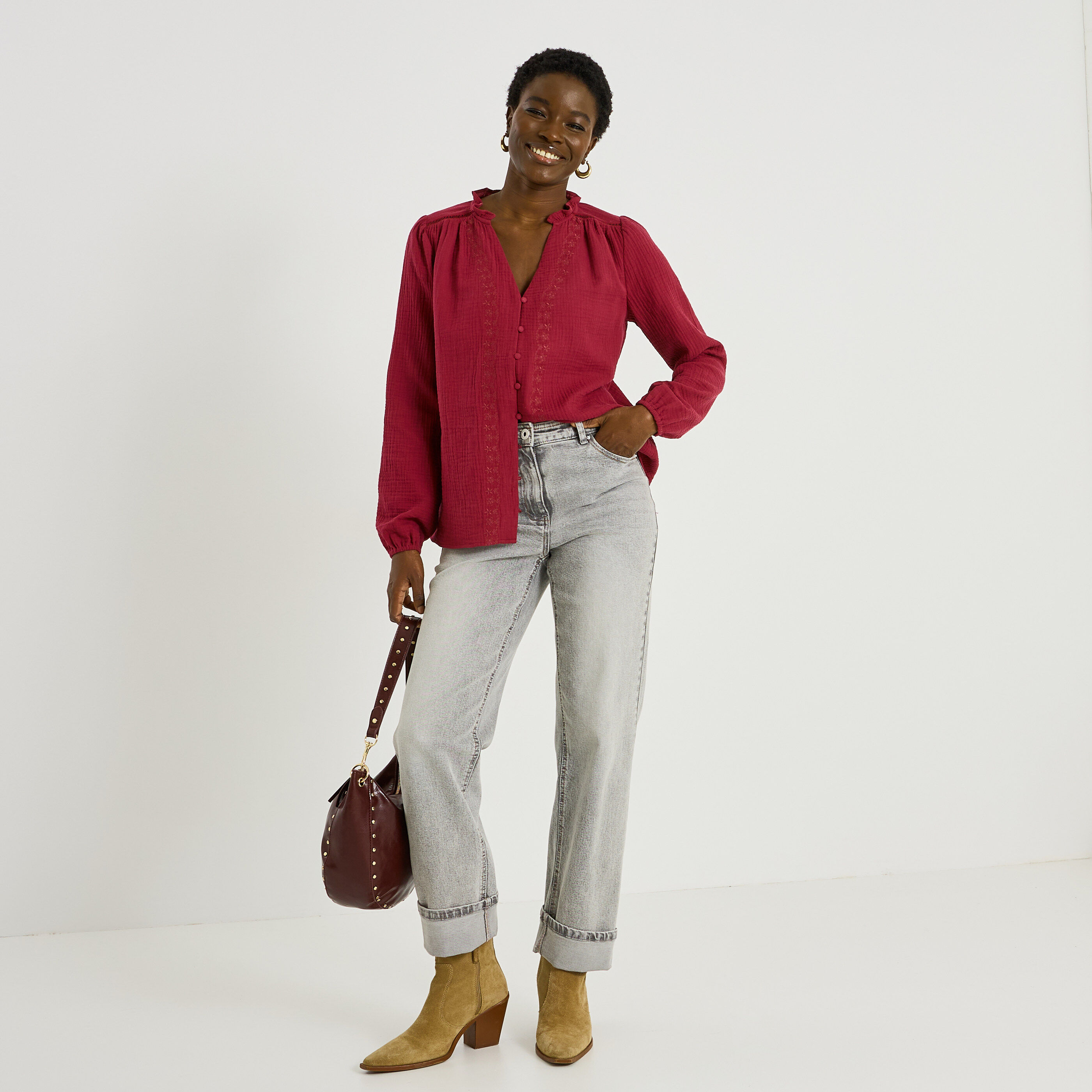 Chemise en gaze de coton femme