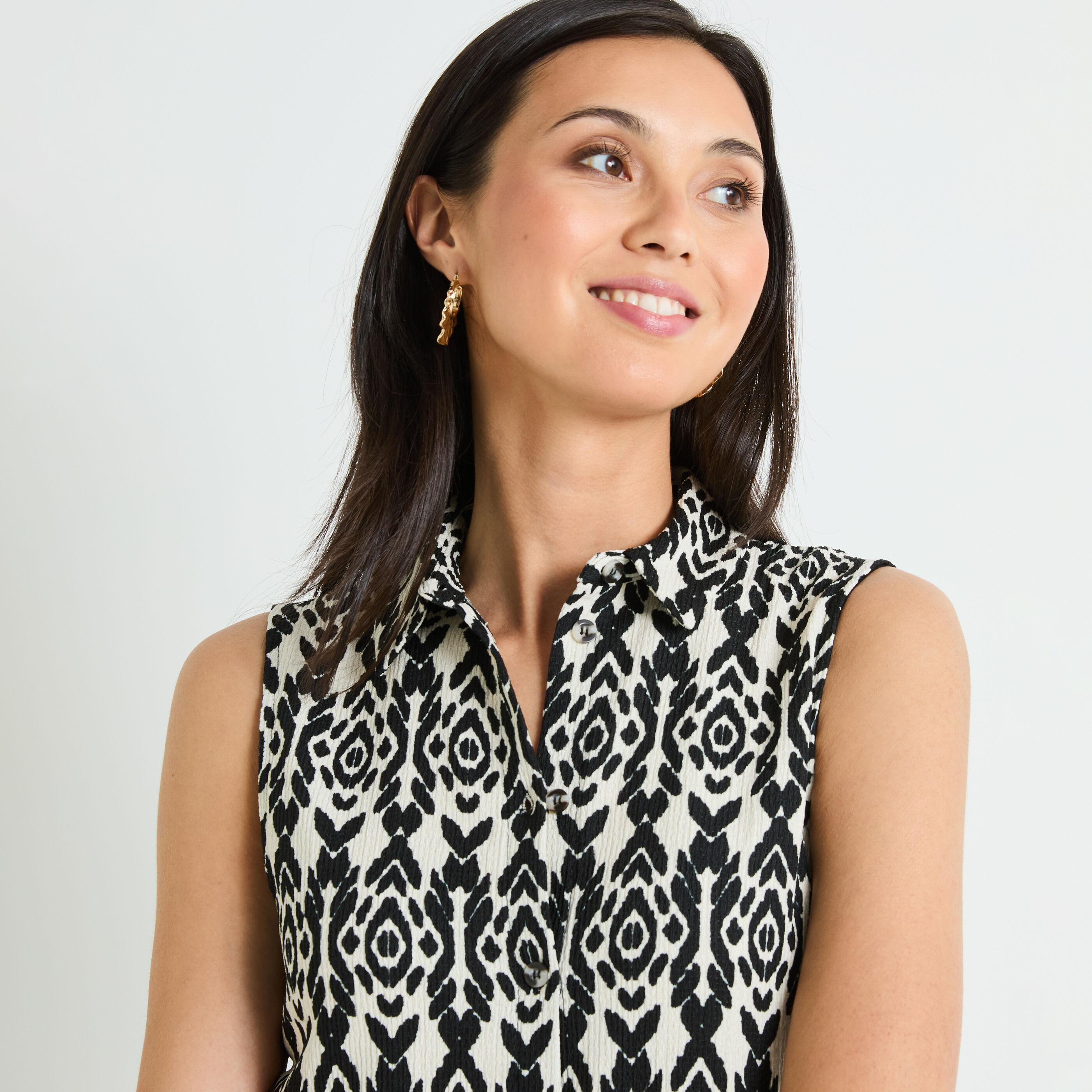 Debardeur col chemise femme ECRU Graindemalice