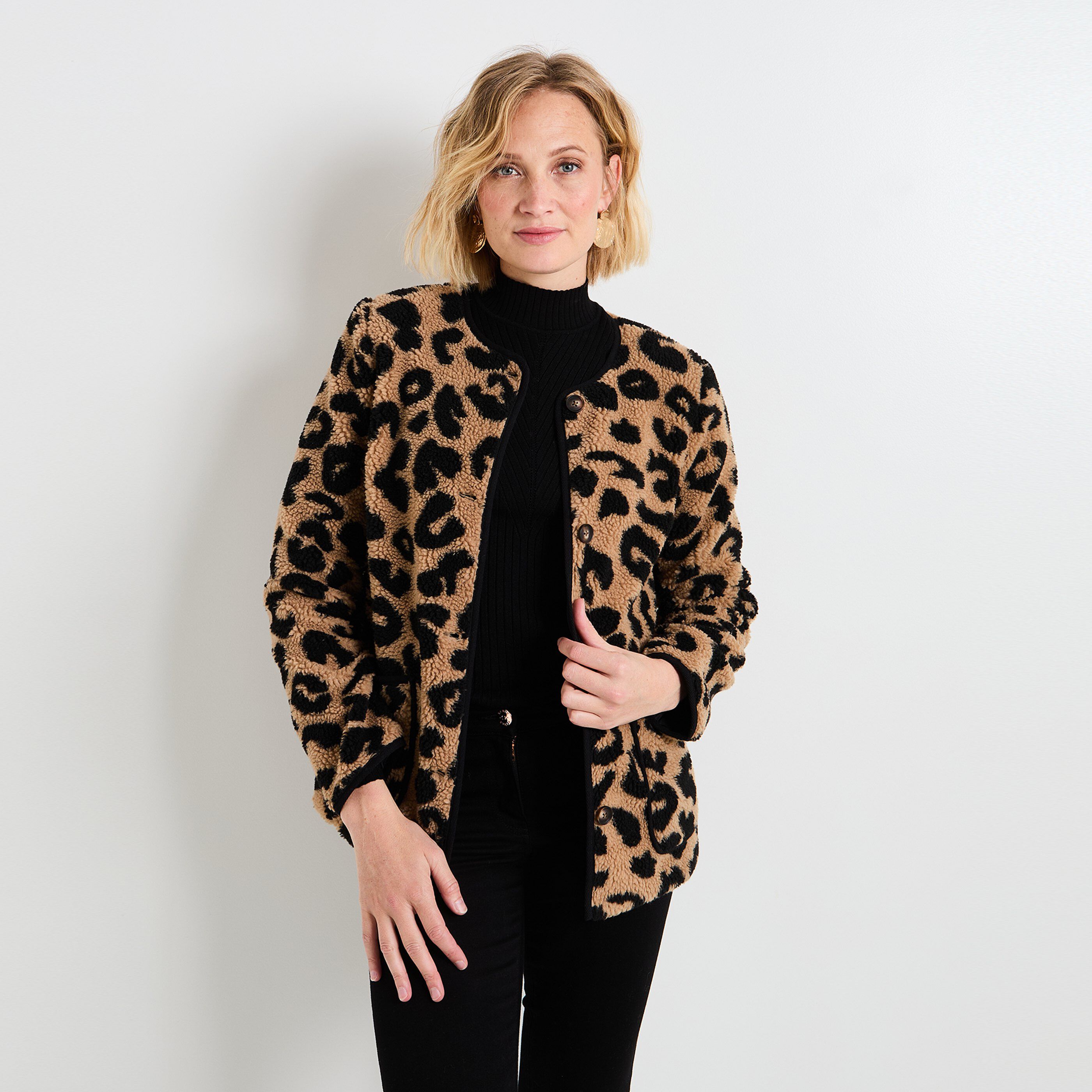 Manteau imprim&eacute; l&eacute;opard femme