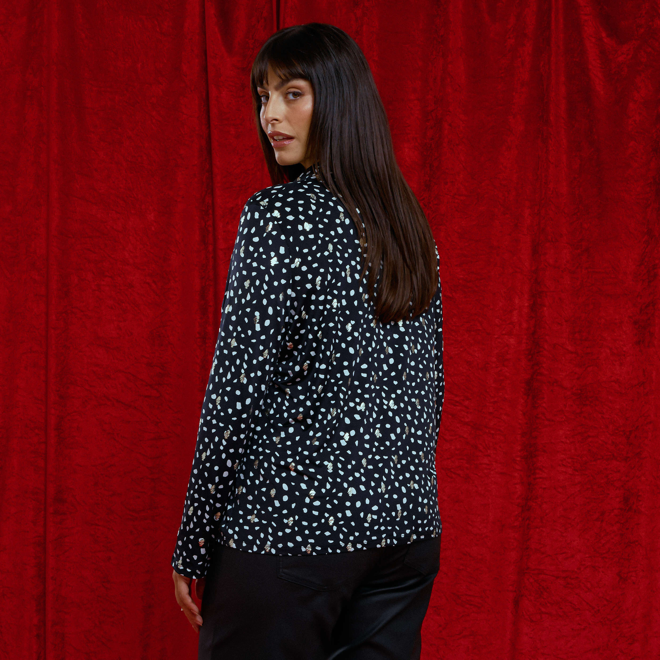 Chemise en maille imprim&eacute;e femme