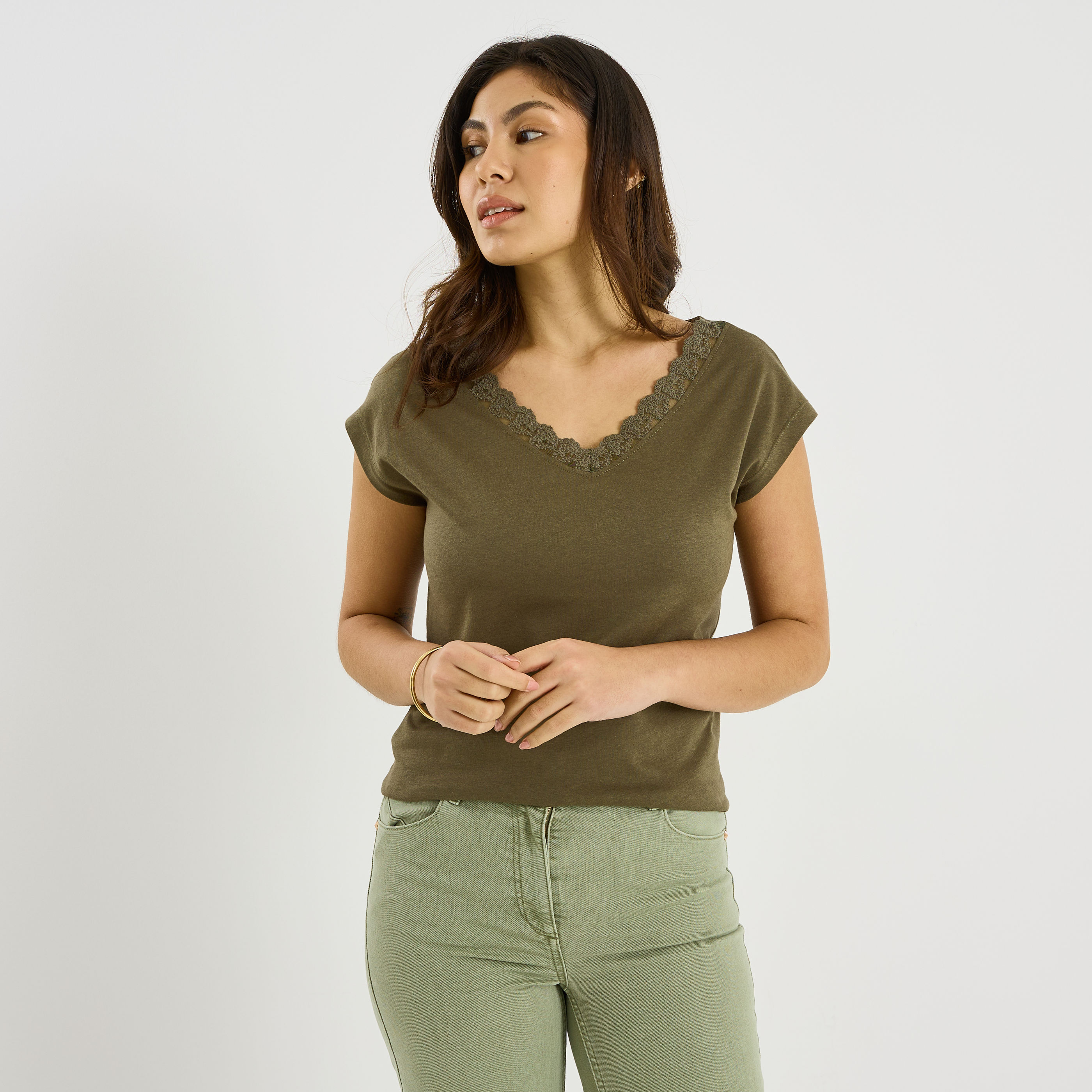 T-shirt col V femme