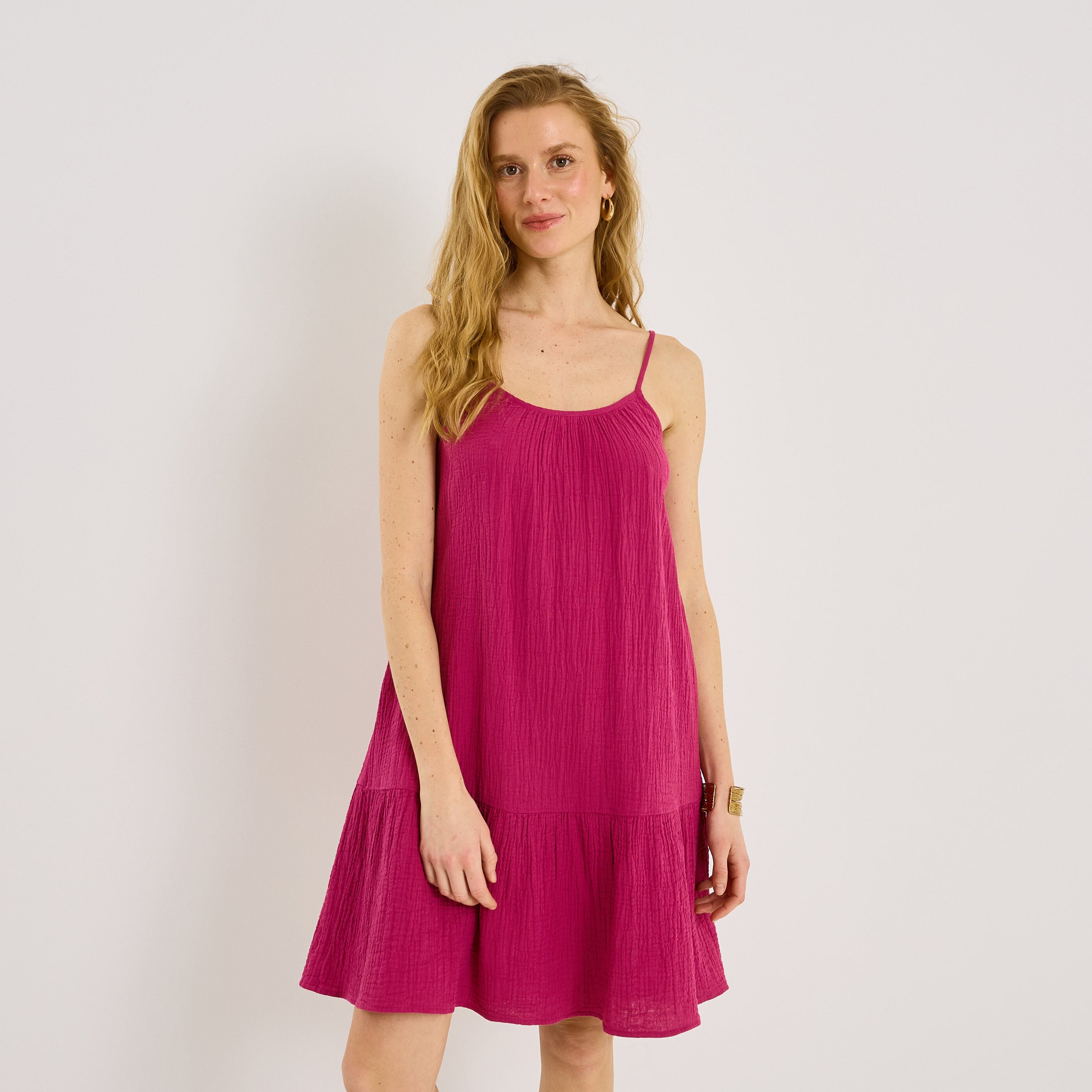 Robe courte en gaze de coton