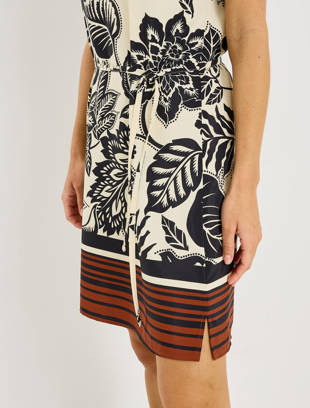 Robe courte fluide imprim&eacute; floral