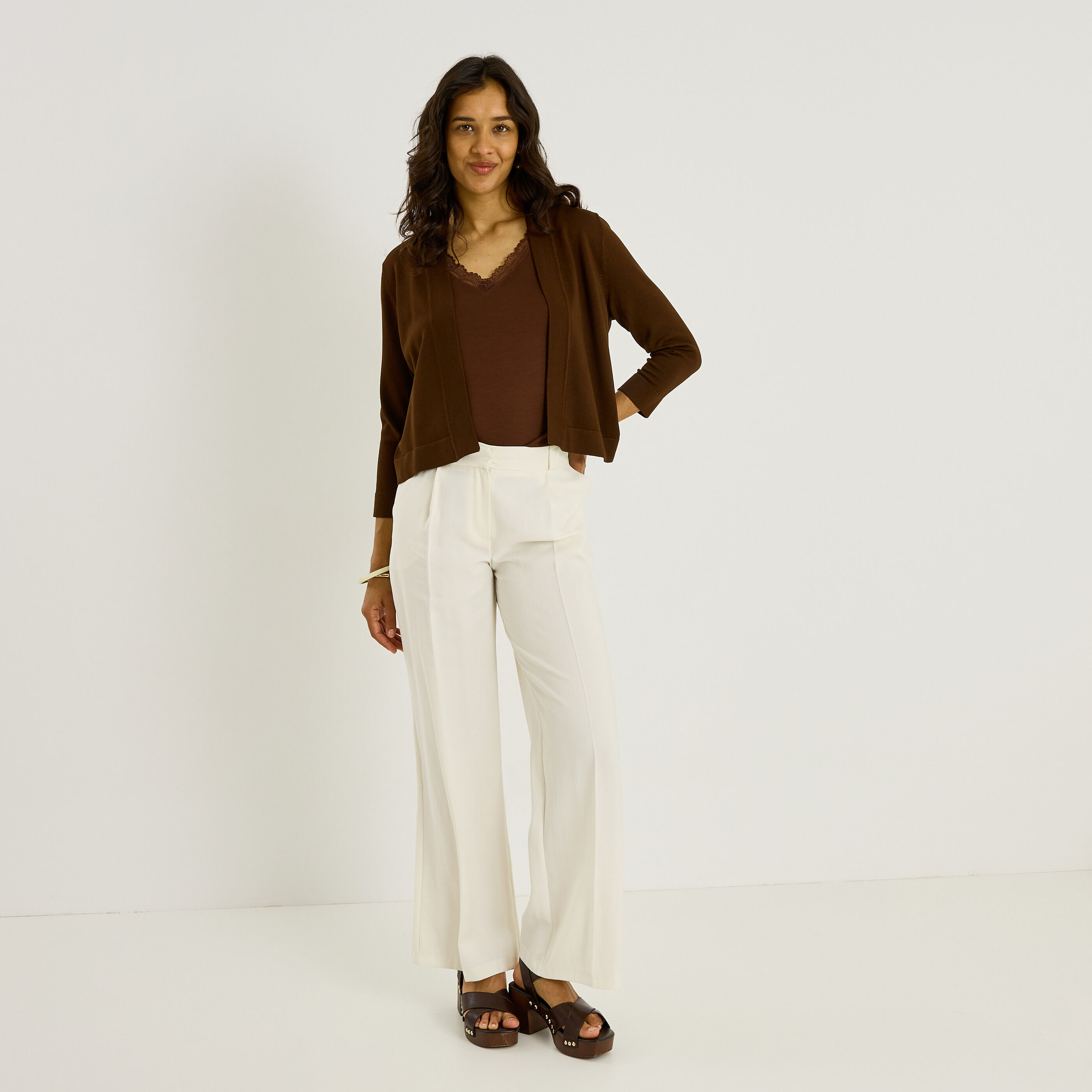 Gilet basique manches 3/4 femme