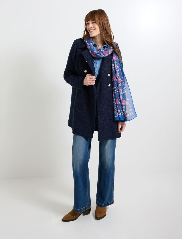 Manteau tweed boutons femme