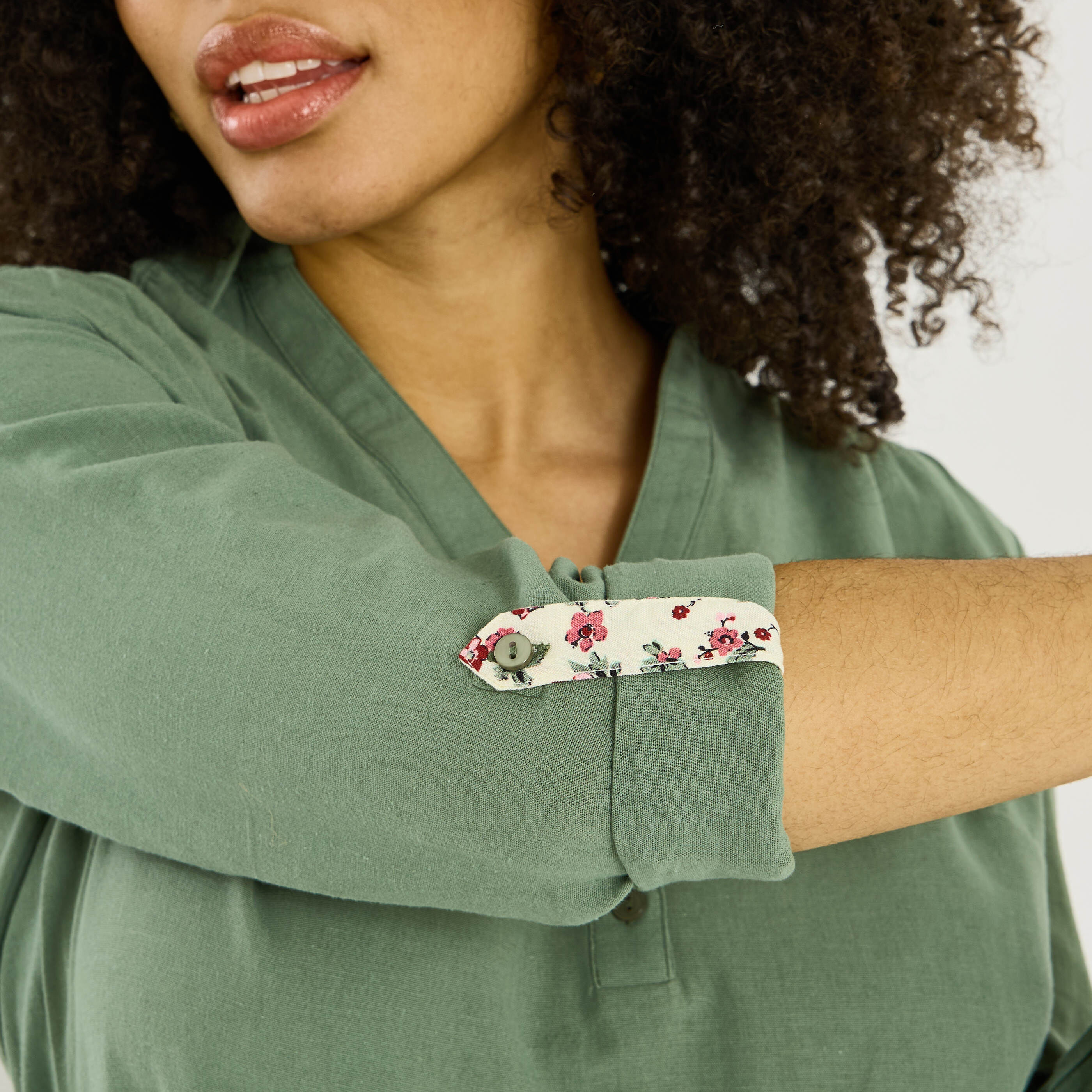 Vareuse unie en lin m&eacute;lang&eacute; femme