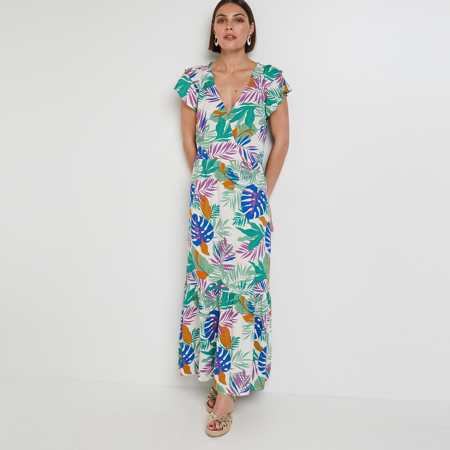 Robe longue imprimée femme
