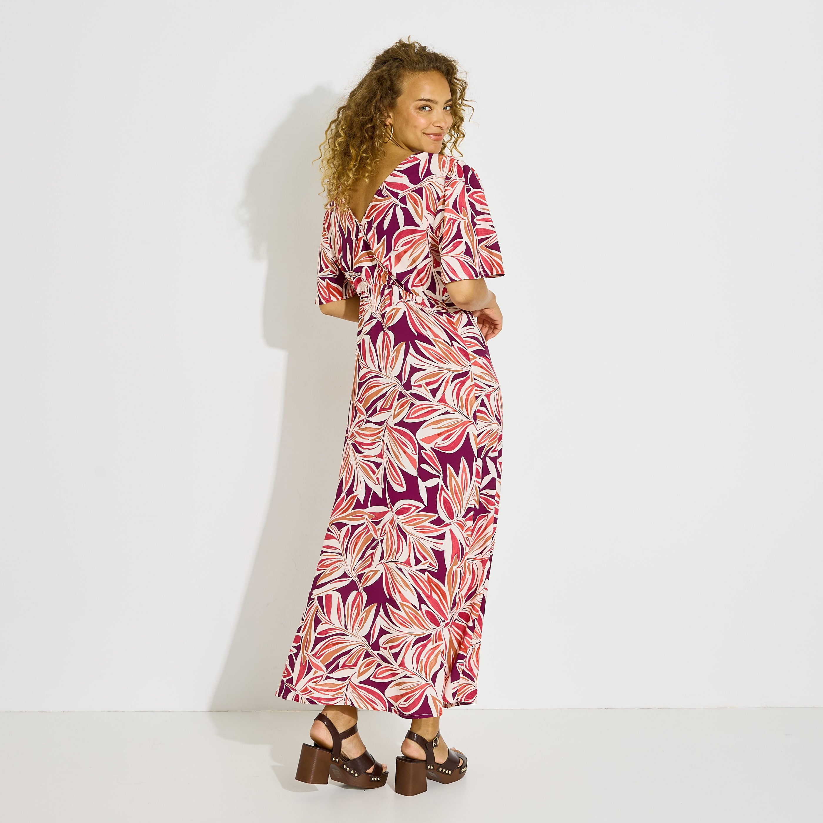 Robe longue habill&eacute;e imprim&eacute; fleuri