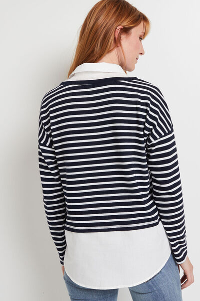 T-shirt rayé col chemise femme