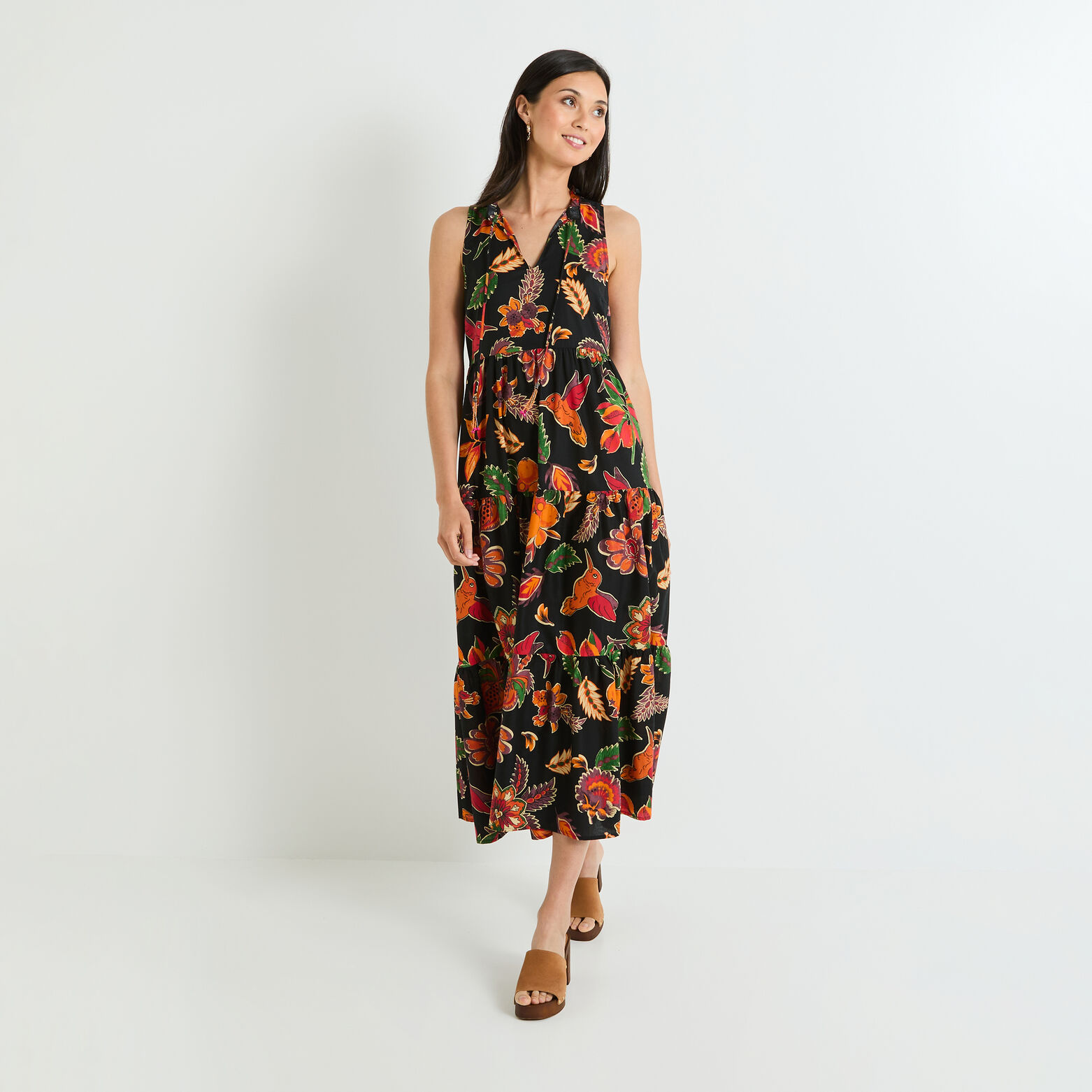 Robe longue imprimée femme