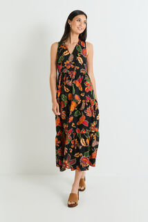 Robe longue imprimée femme