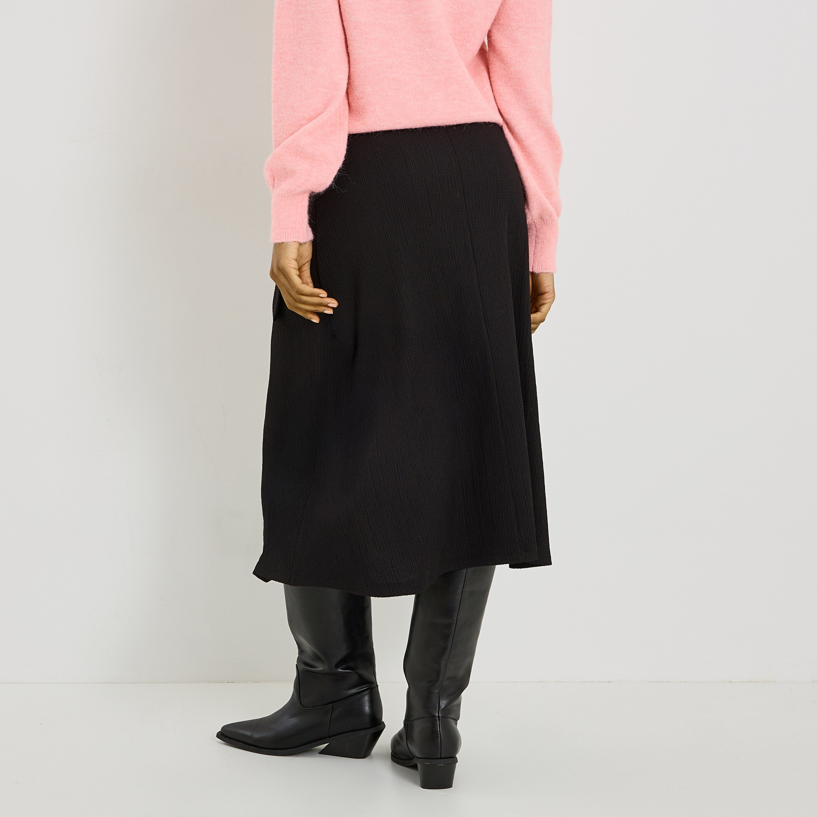 Jupe portefeuille mi-longue en maille 