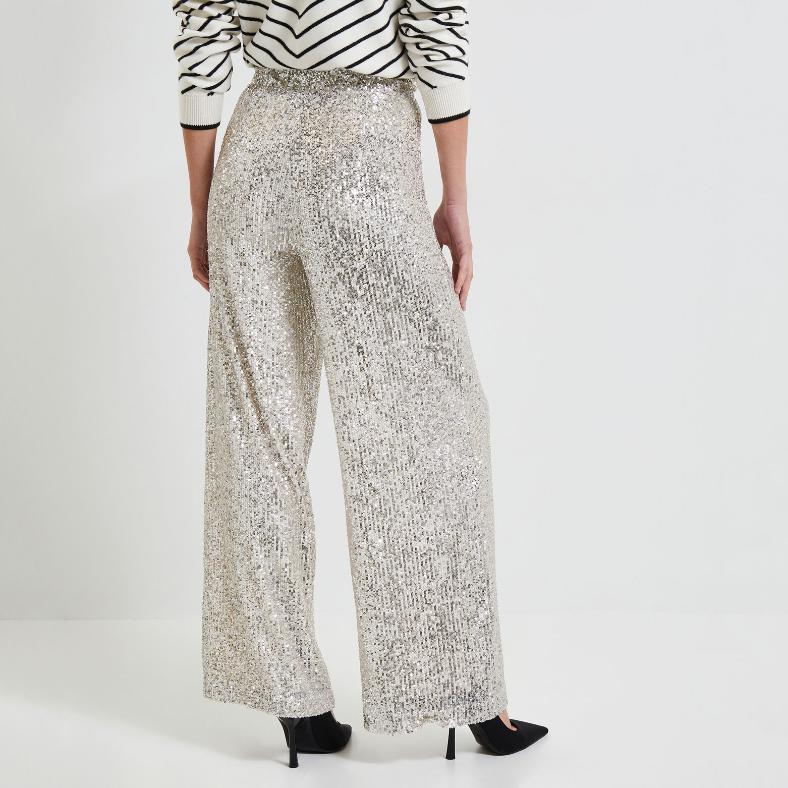 Pantalon flare à sequins femme