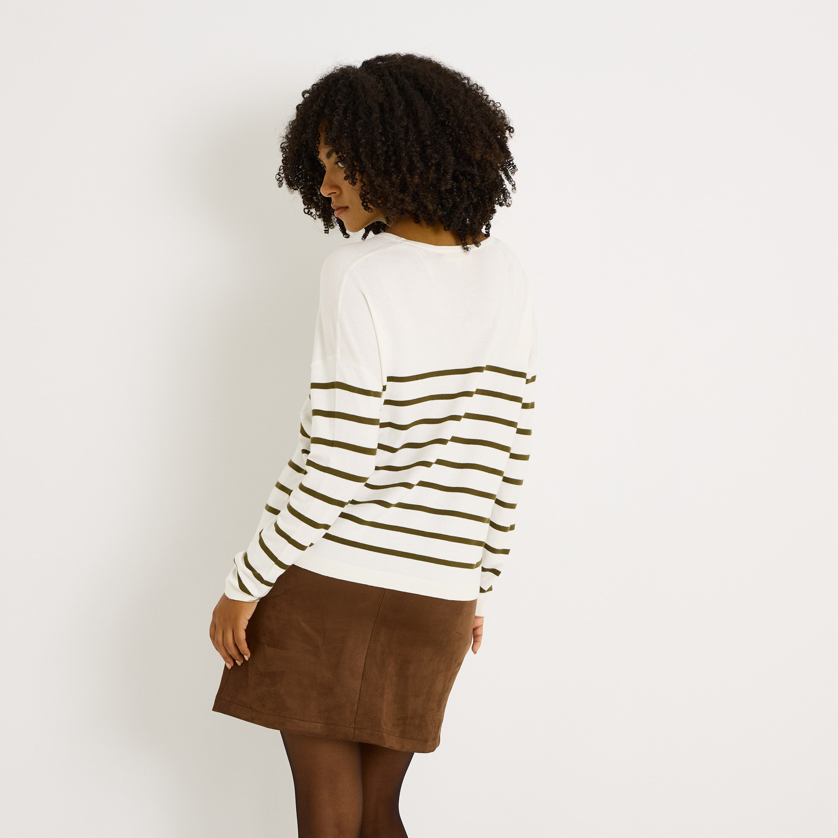 Pull loose &agrave; rayures femme