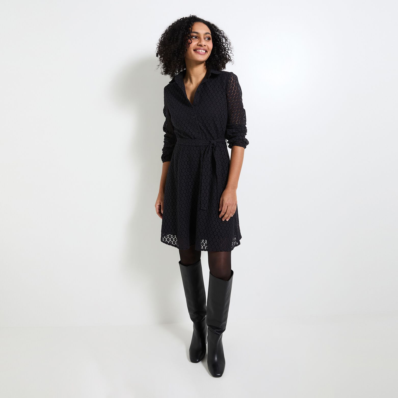 Robe détails ajourés femme