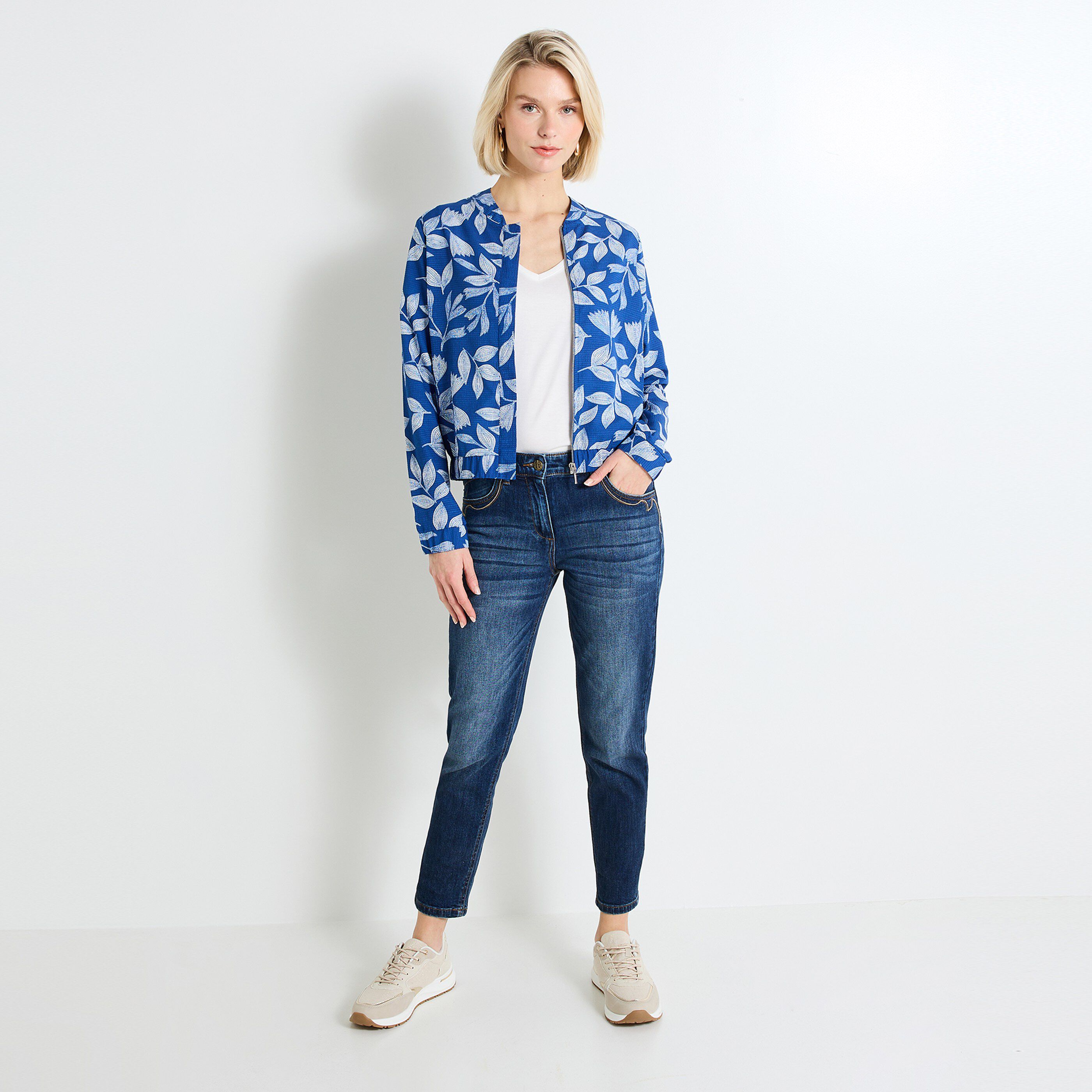 Blouson fluide imprim&eacute; femme
