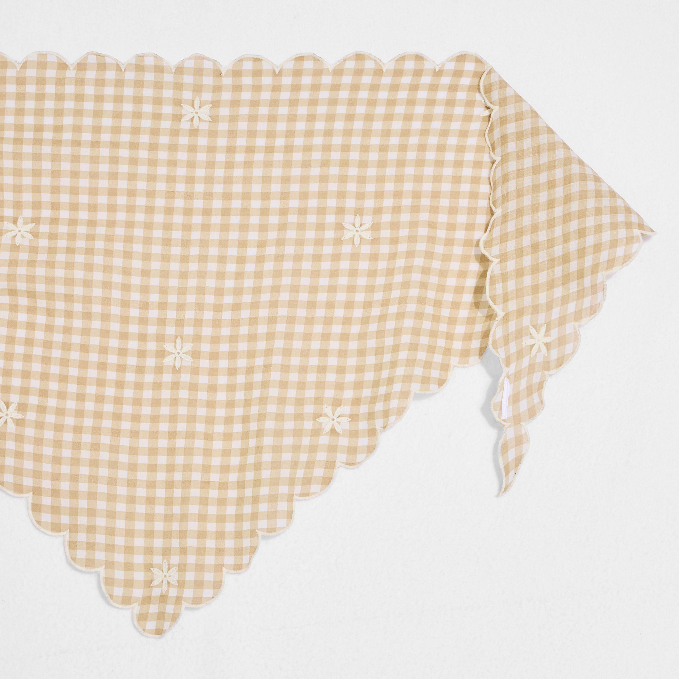 Foulard triangle motif vichy brod&eacute; femme