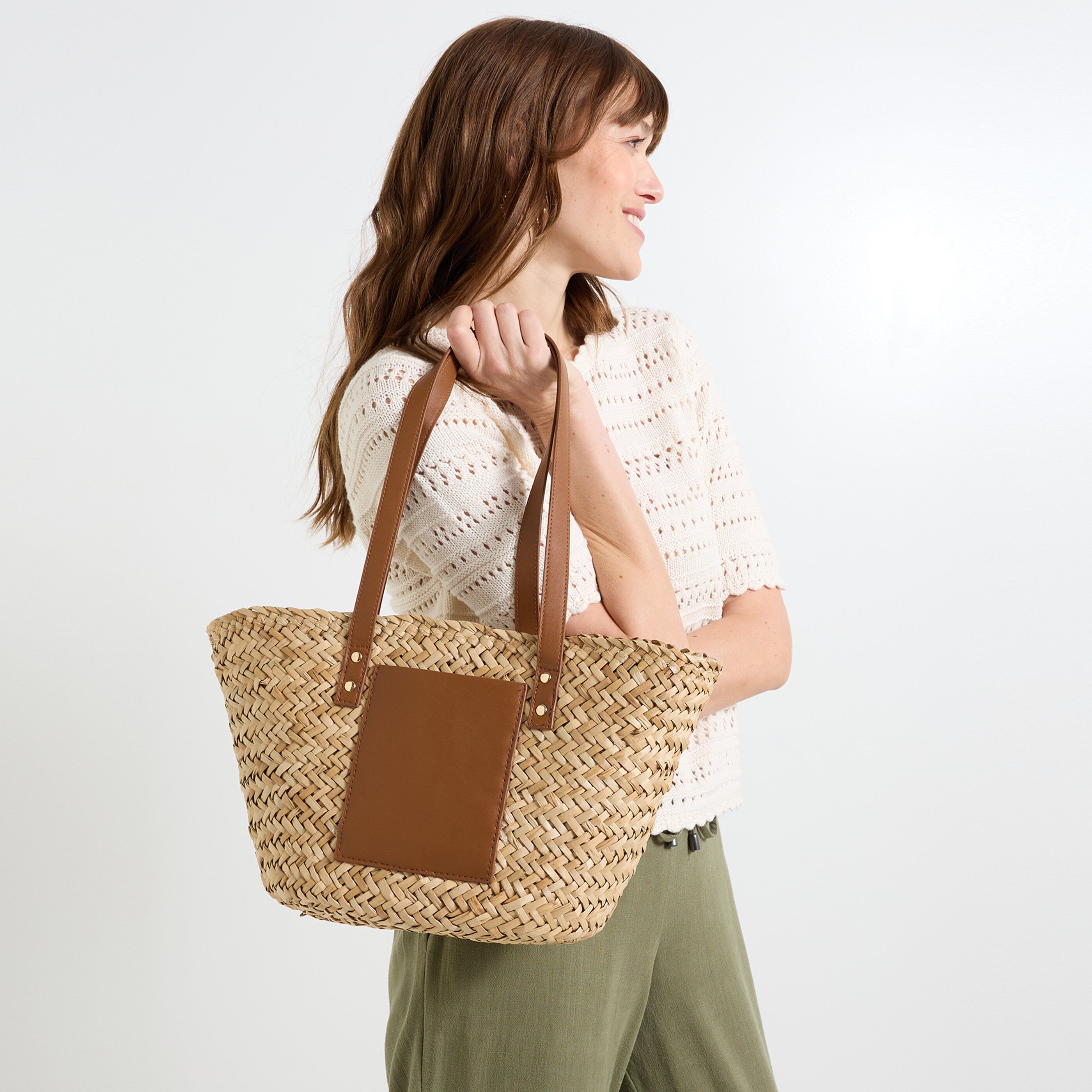 Sac cabas bi-mati&egrave;re femme