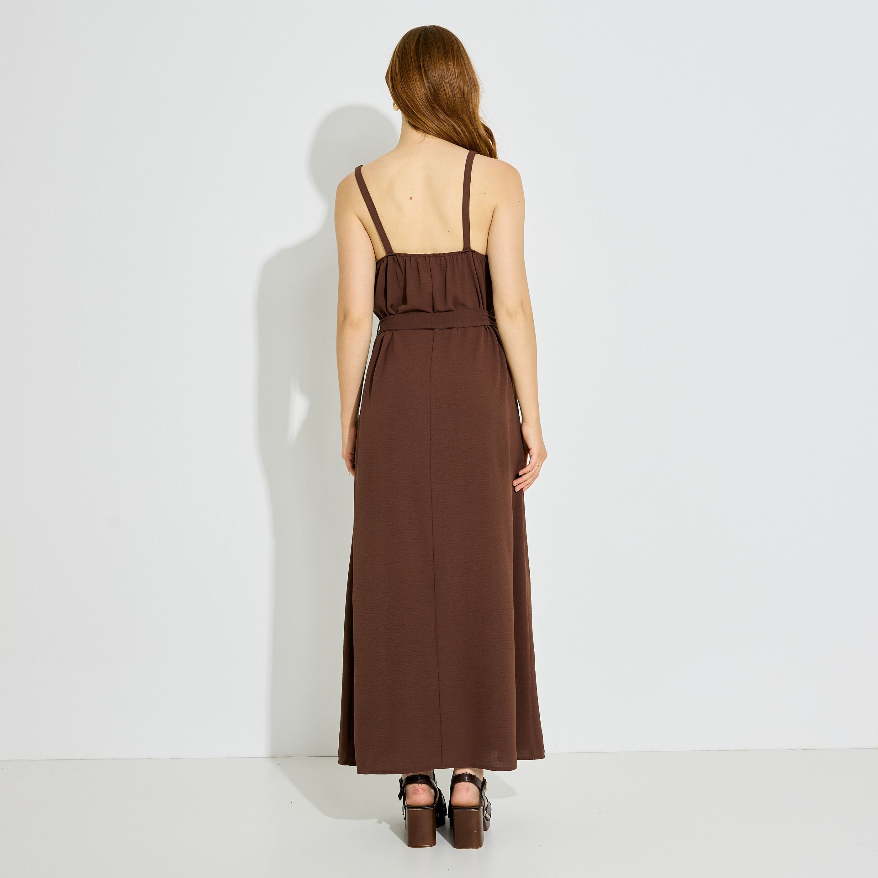 Robe longue unie infroissable &agrave; nouer