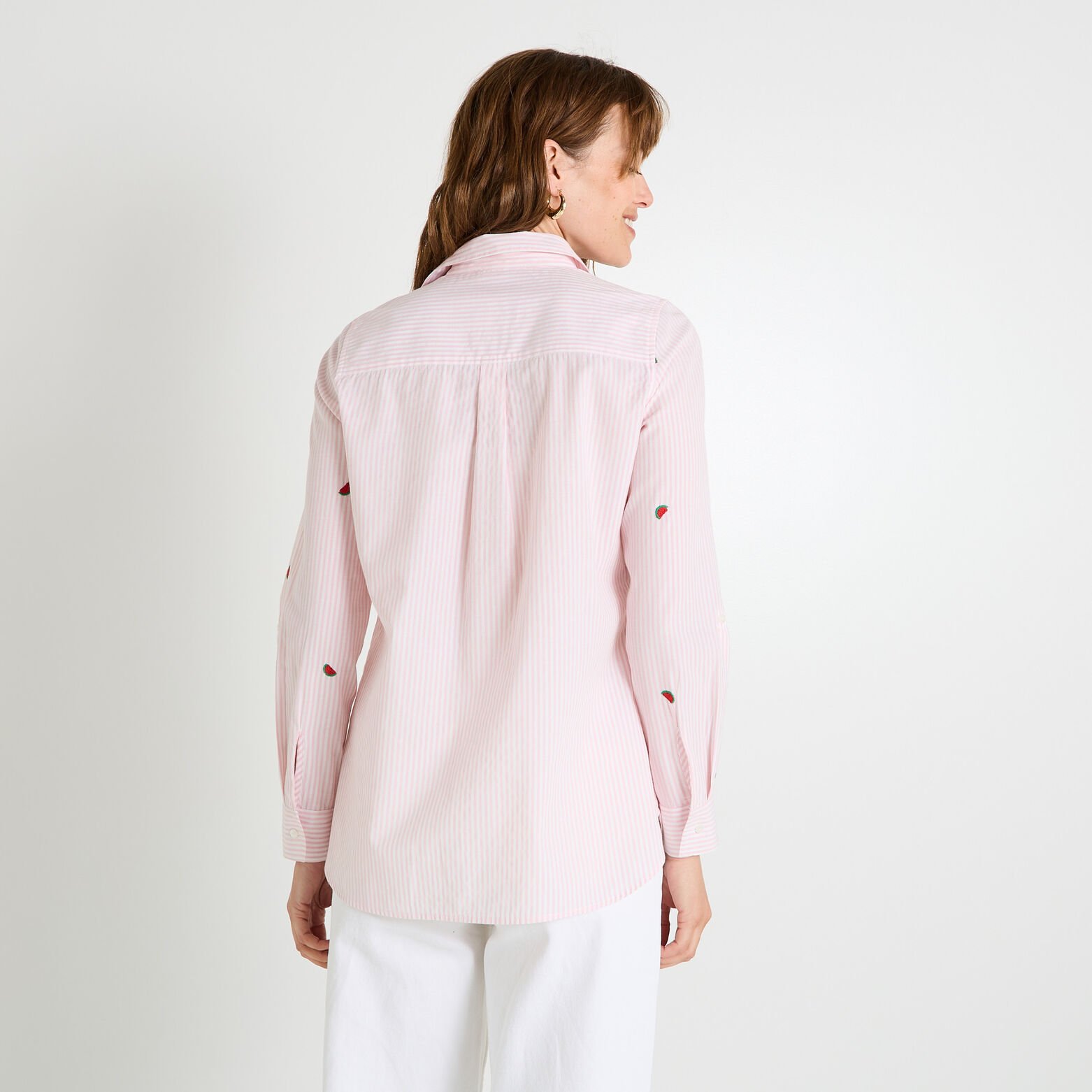 Chemise rayée brodée femme