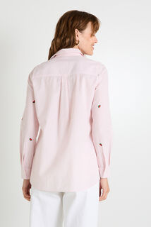 Chemise rayée brodée femme