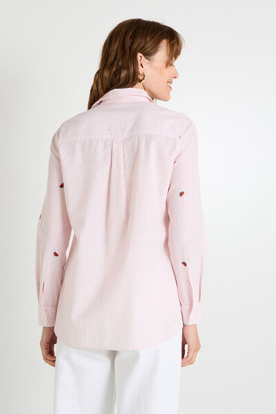 Chemise rayée brodée femme