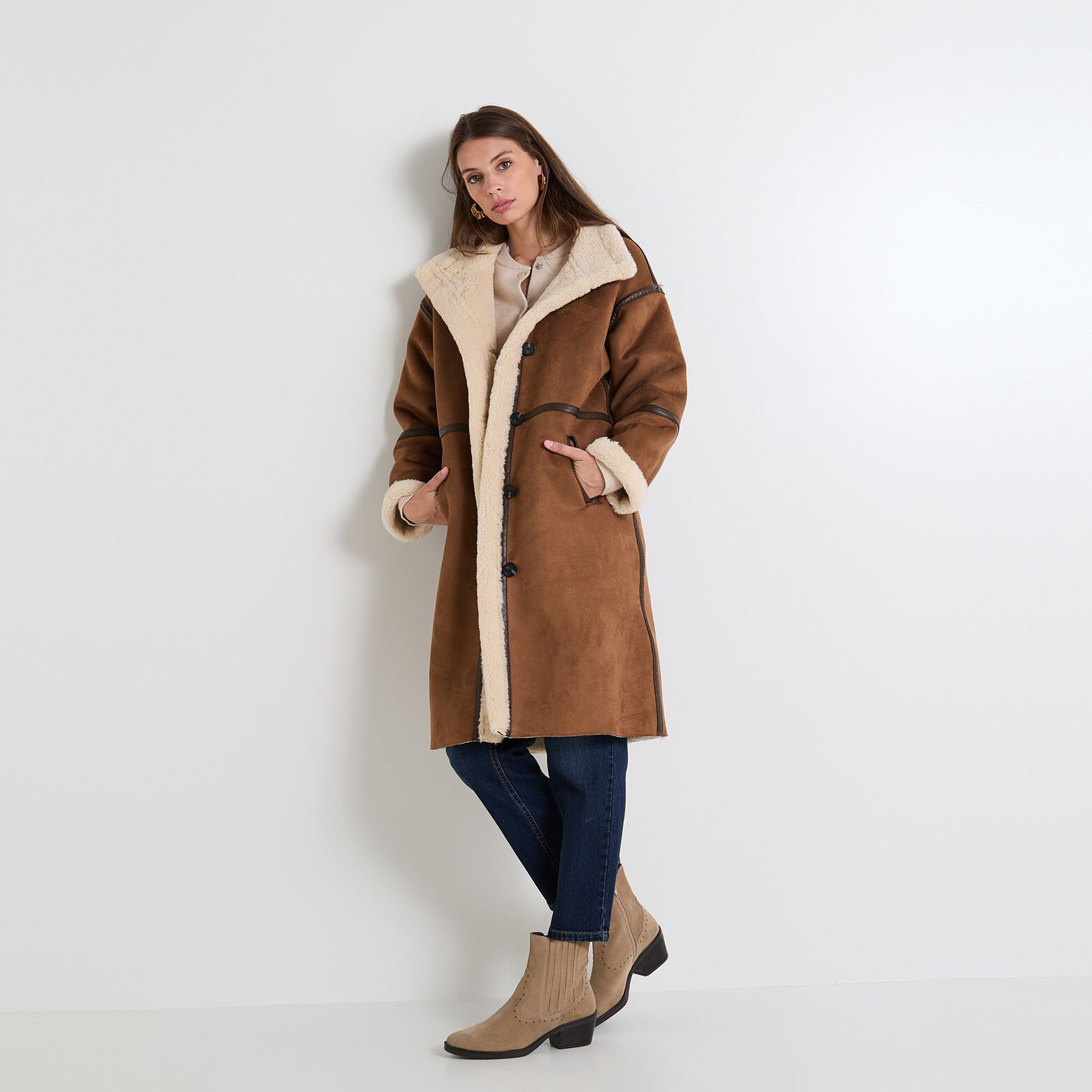 Manteau col montant femme