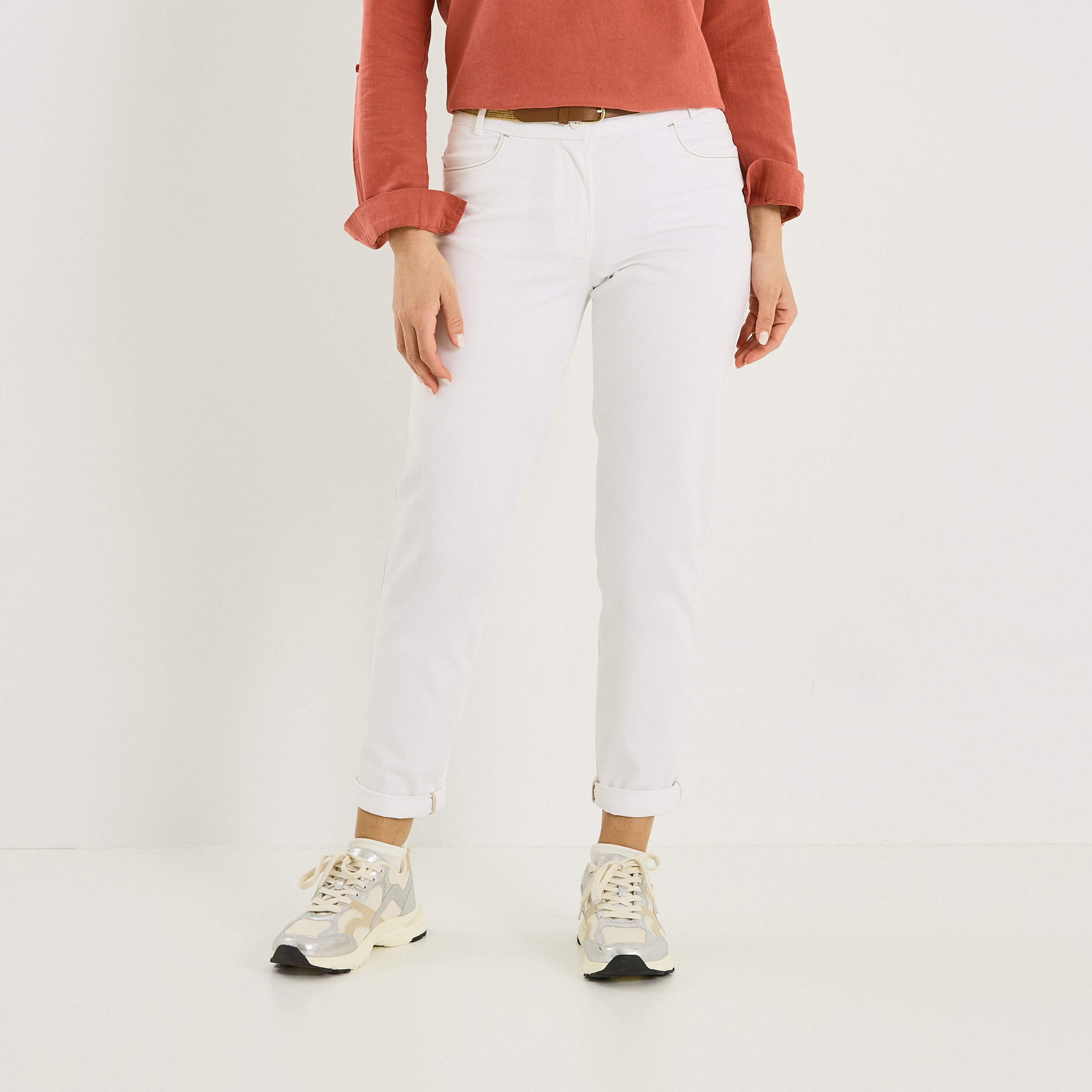 Pantalon chino uni femme