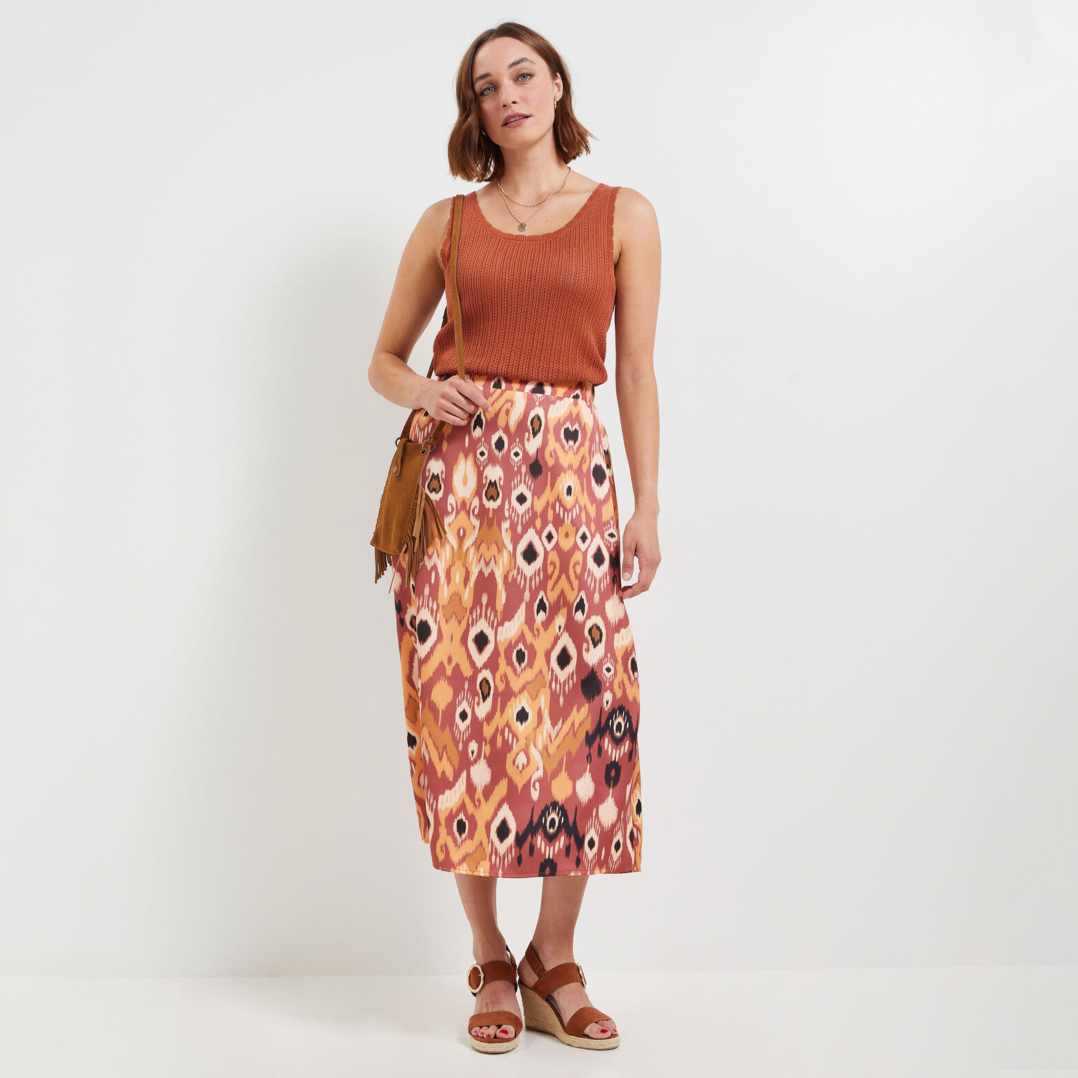 Jupe longue satin femme