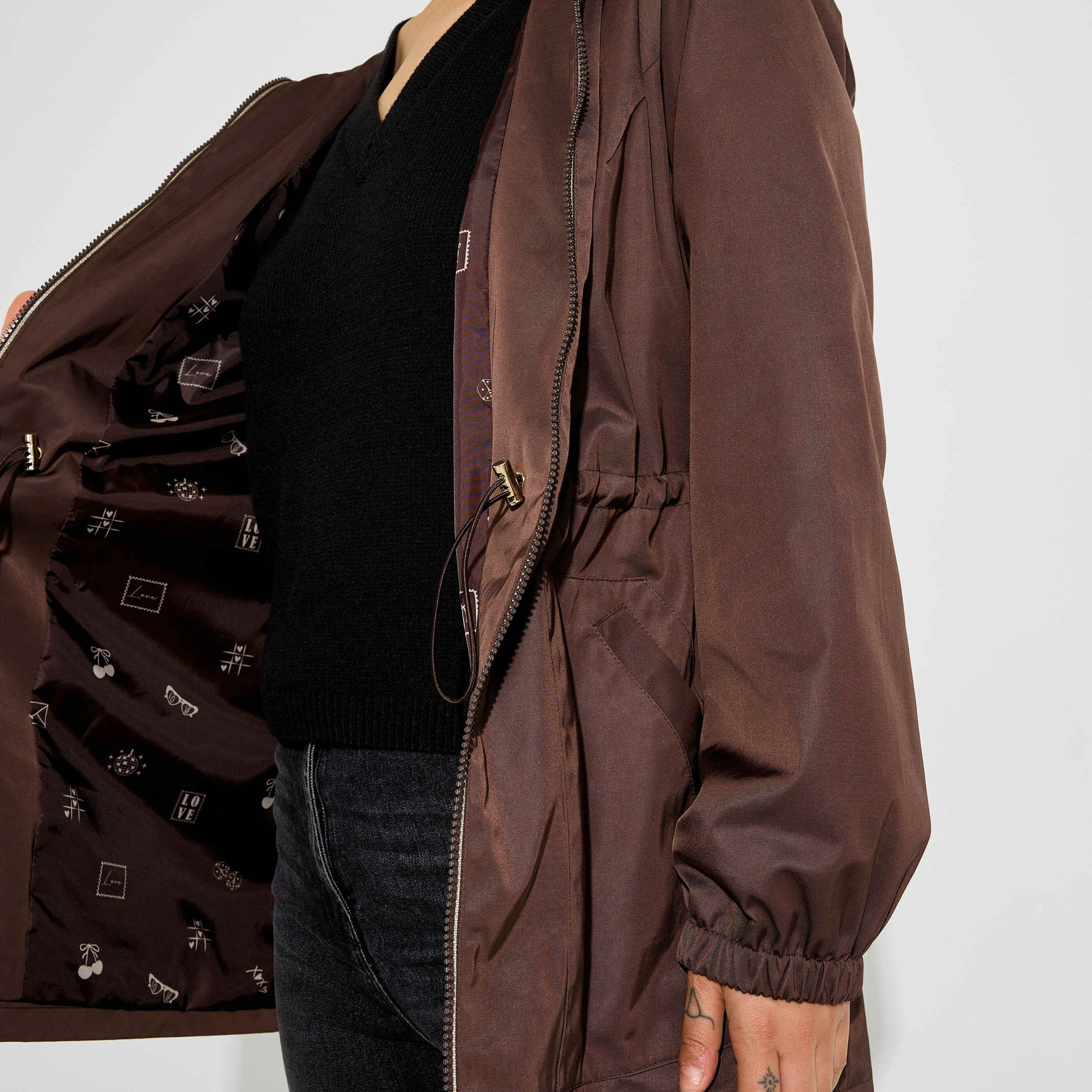 Parka d&eacute;perlante &agrave; capuche femme