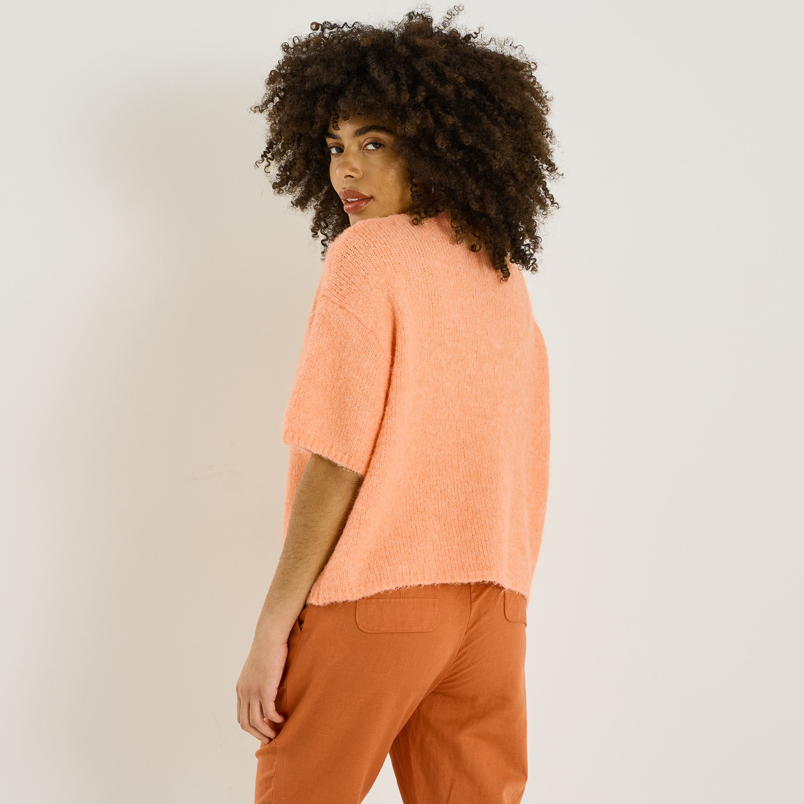 Pull manches courtes ample femme